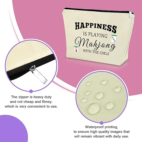 Miniatura 10 de 3 bolsas de maquillaje Mahjong para amantes de los juegos de mesa, regalos divertidos para jugadores de Mahjong, bolsas de cosméticos de la suerte