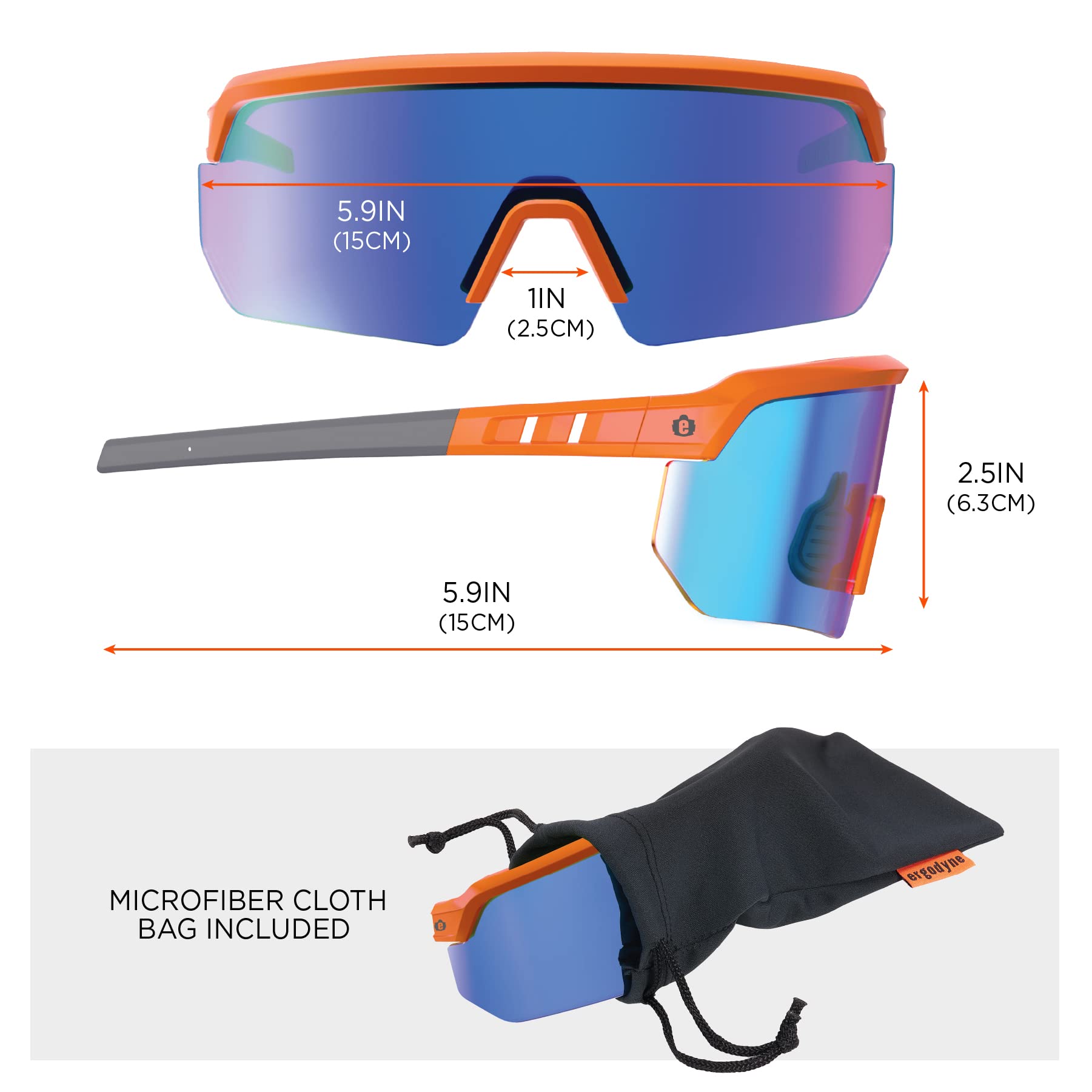 Ergodyne Skullerz AEGIR Sicherheits-Sonnenbrille, verspiegelte Gläser, ANSI z87.1