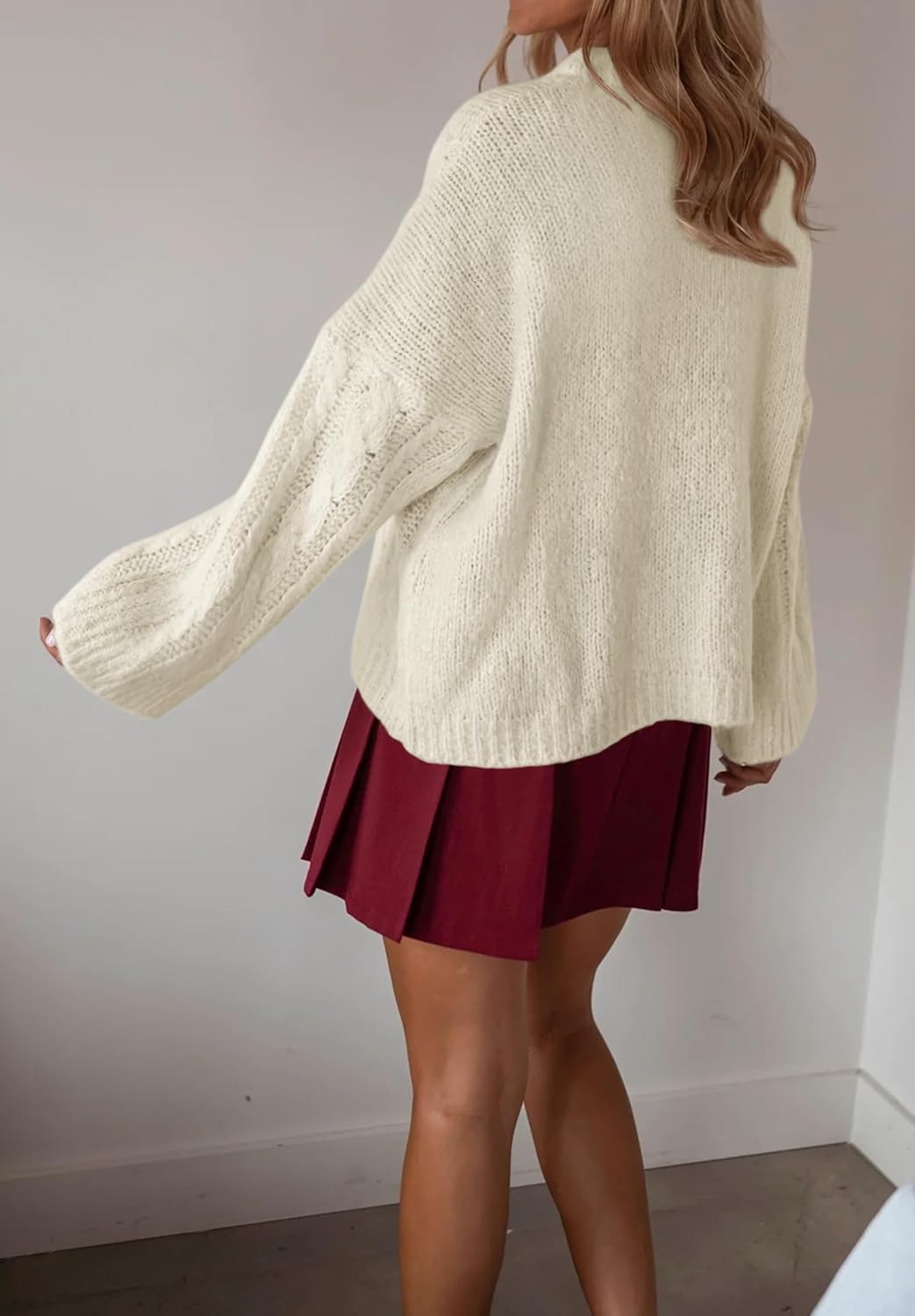 Women's Cable Knit Sweater Pullovers Crewneck Long Sleeve Oversized Y2k Vintage Fall Winter Cozy Chunky Sweaters - Image 3