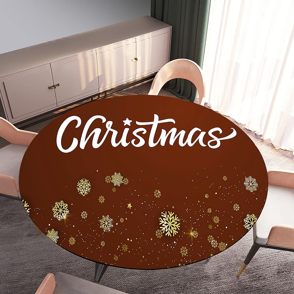 Morbuy Ronde Tafelkleed Kerst Ronde Tafeldoeken 3D Vlekbestendig Afwasbaar Waterdicht Polyester Tafelhoes voor Keuken Tuin Party Cirkeltafel (Kerst koekjes, Diameter 90cm