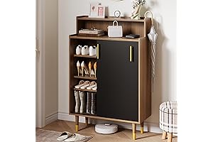 Walnut Shoe Cabinet: Modern Storage Solution for Entryway