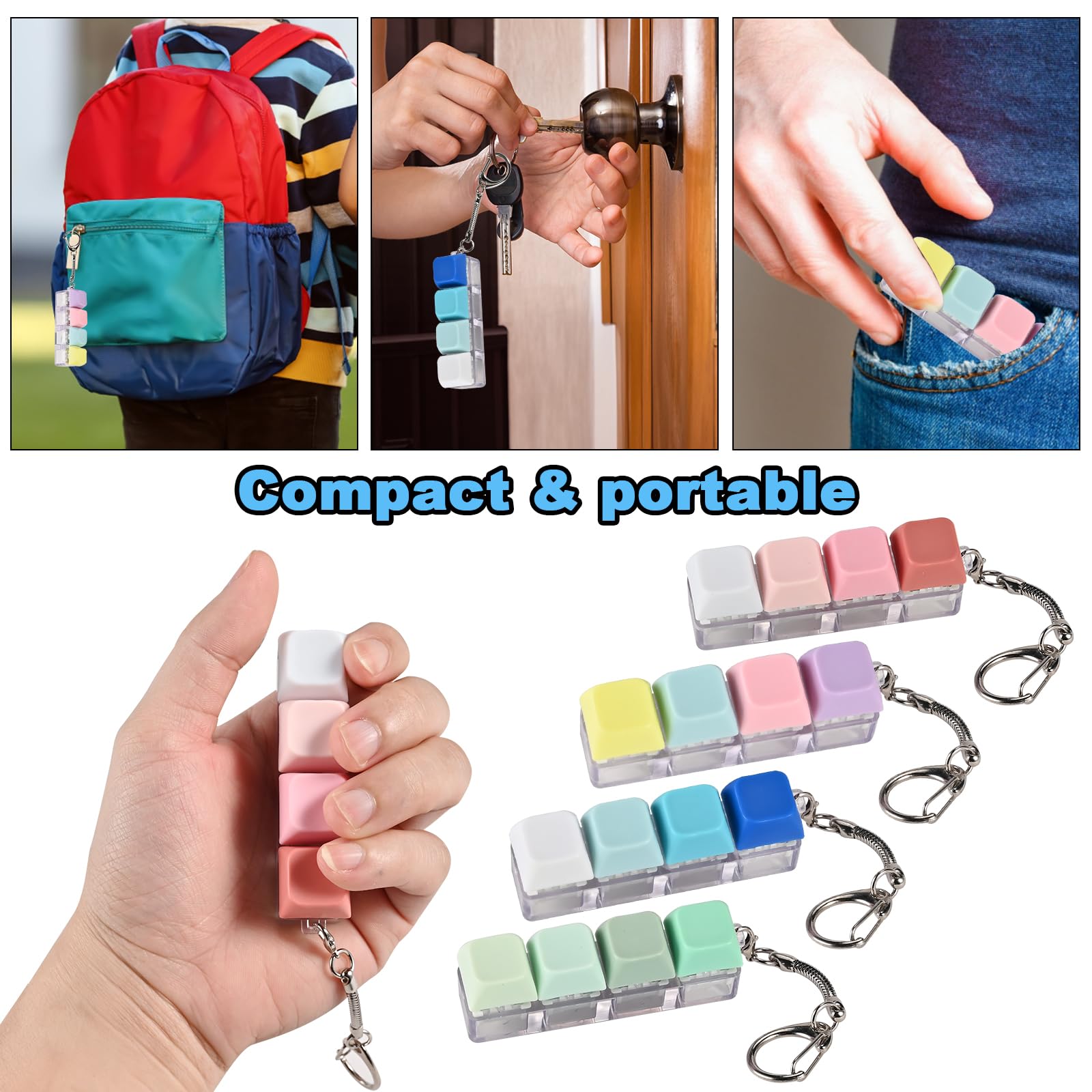 GOLDGE 4 Piezas Teclado Antiestres, Teclado Clicker Fidget Toy, Juguetes Antiestres Adultos, Teclas Antiestrés para Aliviar el EstréS Pass Tiempo, Regalos Originales para Mujer/Hombre (Desmontable) — view 5