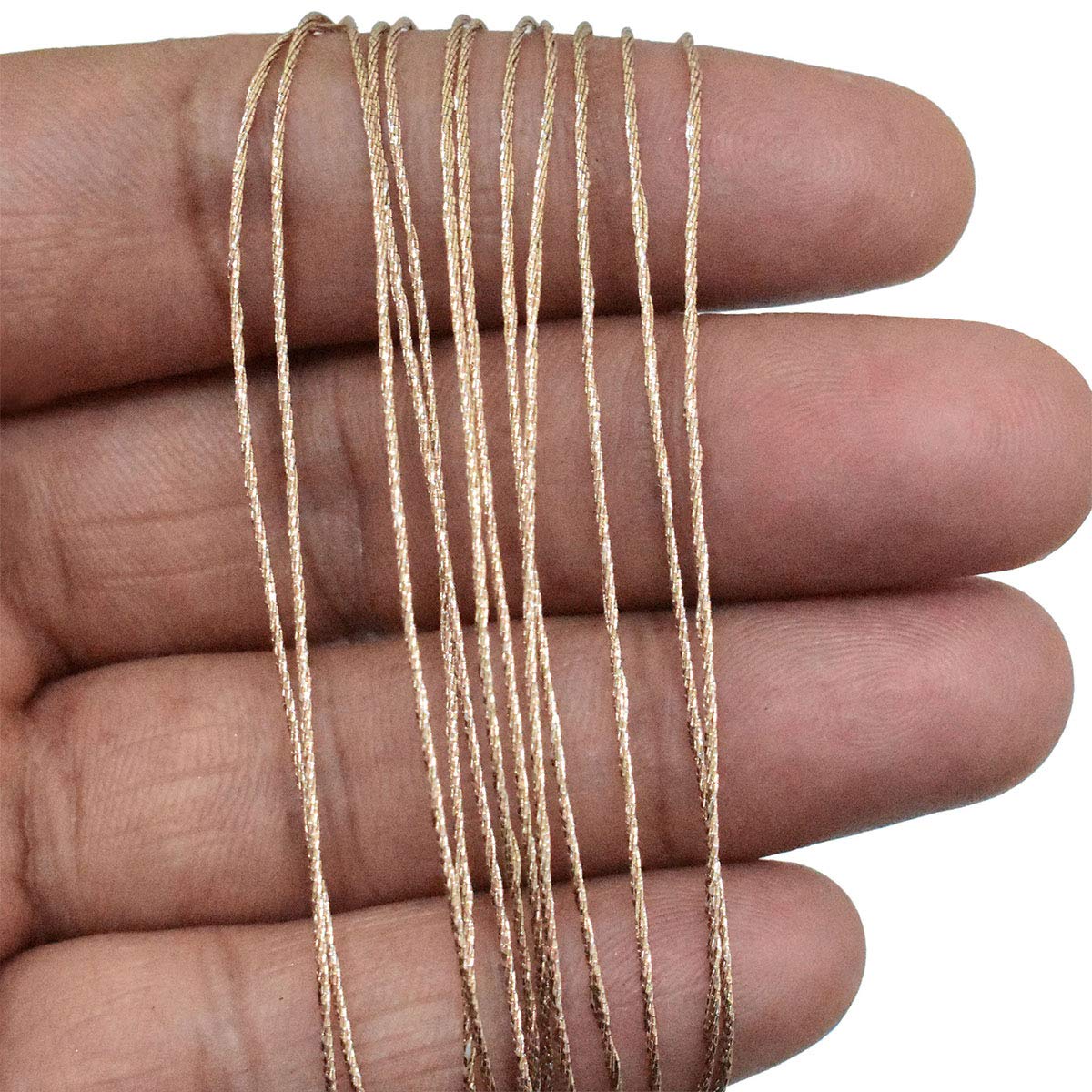 Embroiderymaterial 0.5 MM Thick Metallic Zari threads for Jewellery Making, Bracelet Making, Zari thread for Aari Work, Embroidery work, Dori/Rope, Safe to use in Machine (274 Meters/Rose Gold Color) 2