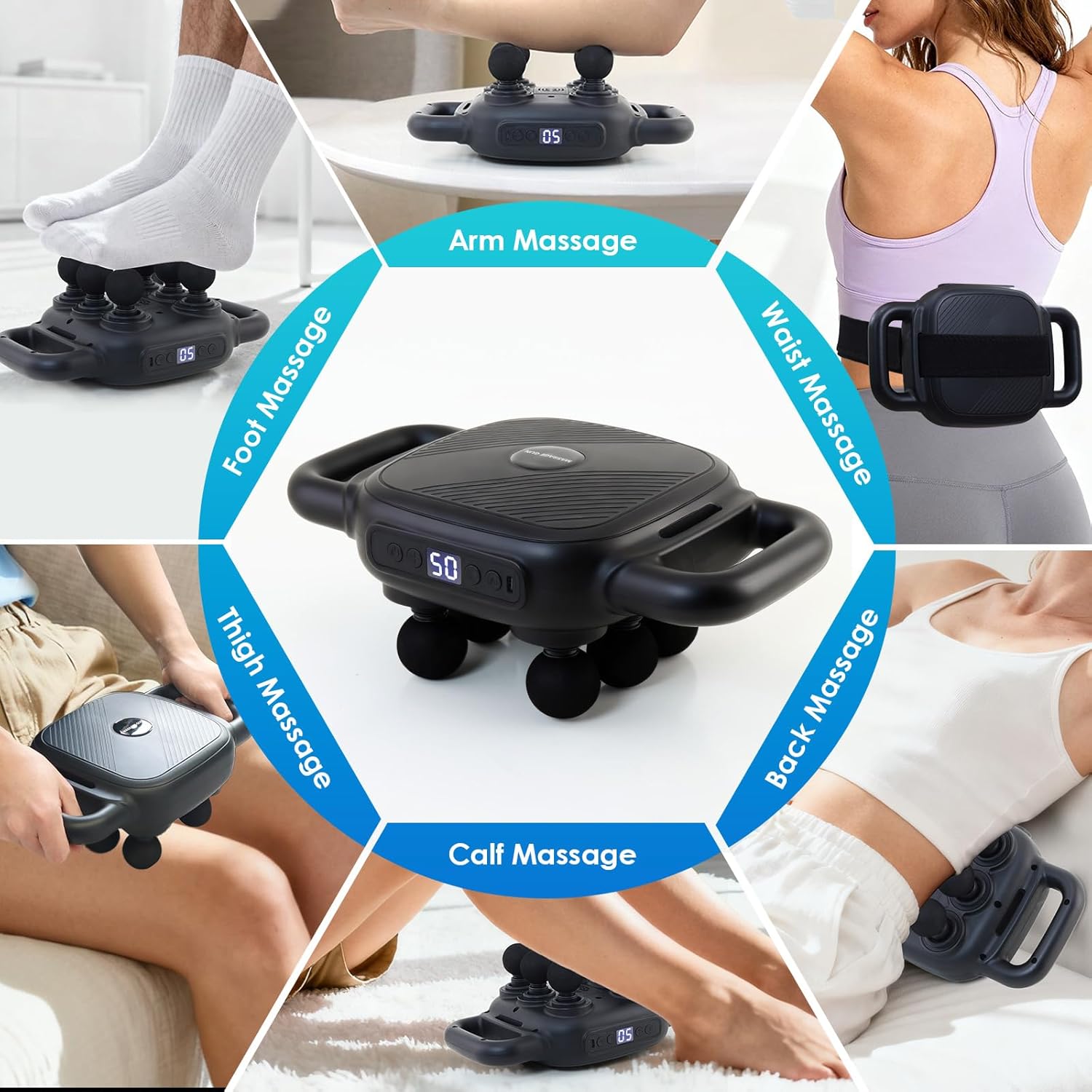 APXPF 6 Head Massage Gun - Deep Tissue Massage Gun with 50 Adjustable Intensities & 9 Modes, Electric Percussion Massage Tool for Back, Leg, Muscle Pain Relief, Ideal Gifts for Friends and Parents - Image 7