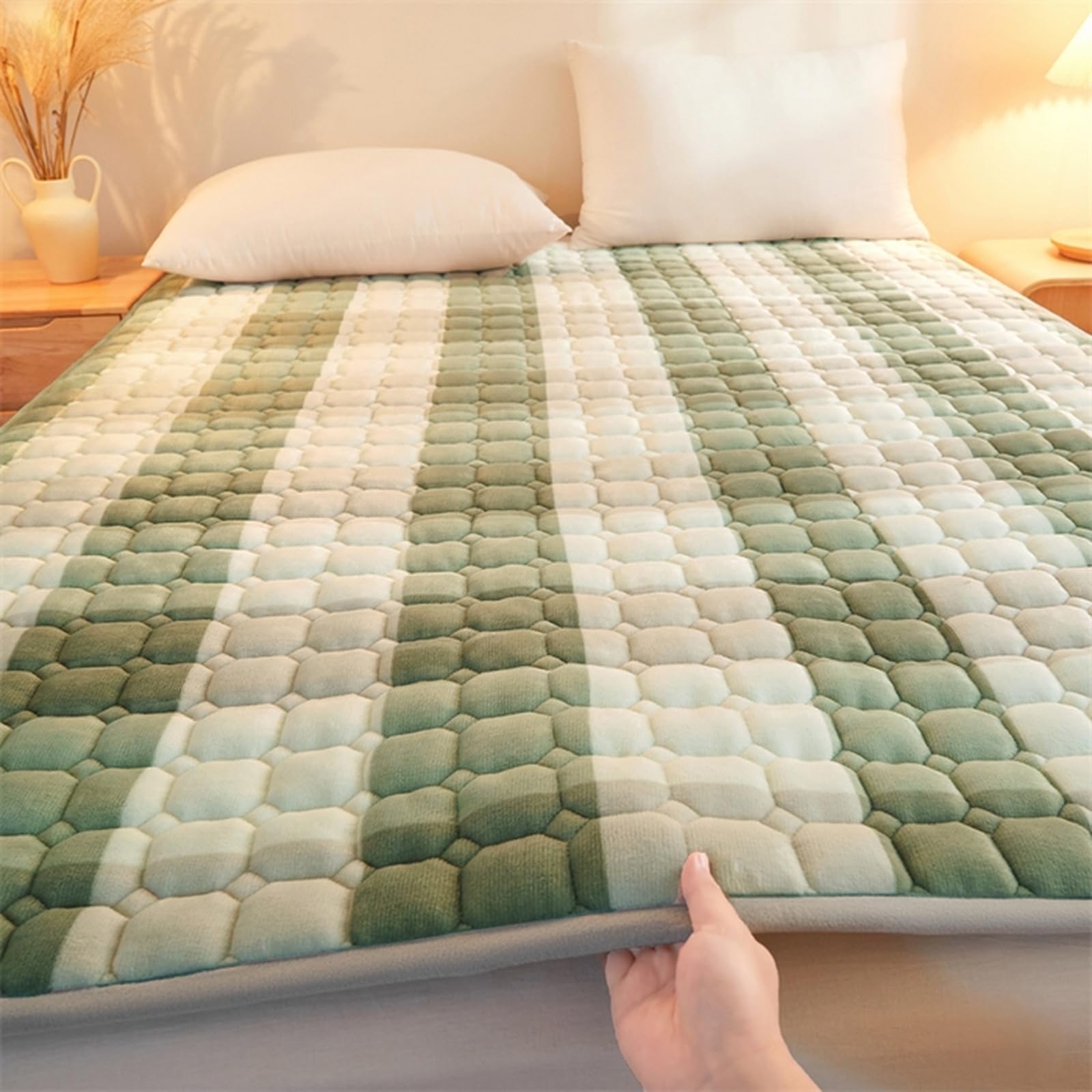 Matratzenschoner 180 x 200 cm Gesteppte Matratzenauflage Blau Weichheit und kuschelige Cashmere-Touch Matratzenbezug für 25 bis 30cm Matraze mit 4 Eckgummis