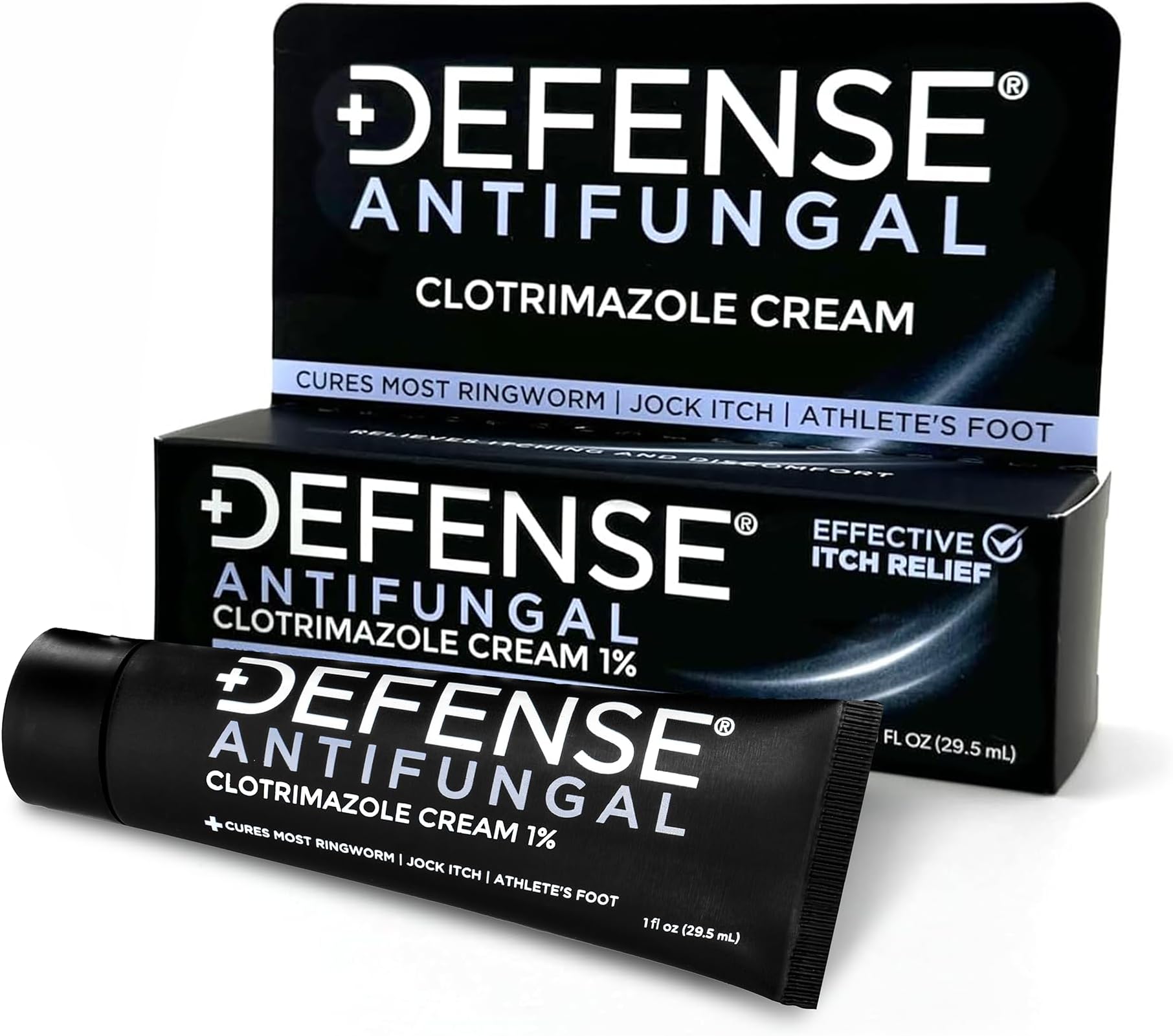 Defense Clotrimazole Antifungal Cream | Jock Itch, Athlete's Foot, Ringworm Treatment | Medicated Itch Relief Anti Fungal Cream for Skin and Foot Fungus