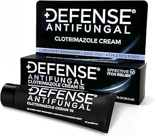Defense Clotrimazole Antifungal Cream | Jock Itch, Athlete's Foot, Ringworm Treatment | Medicated Itch Relief Anti Fungal Cream for Skin and Foot Fungus