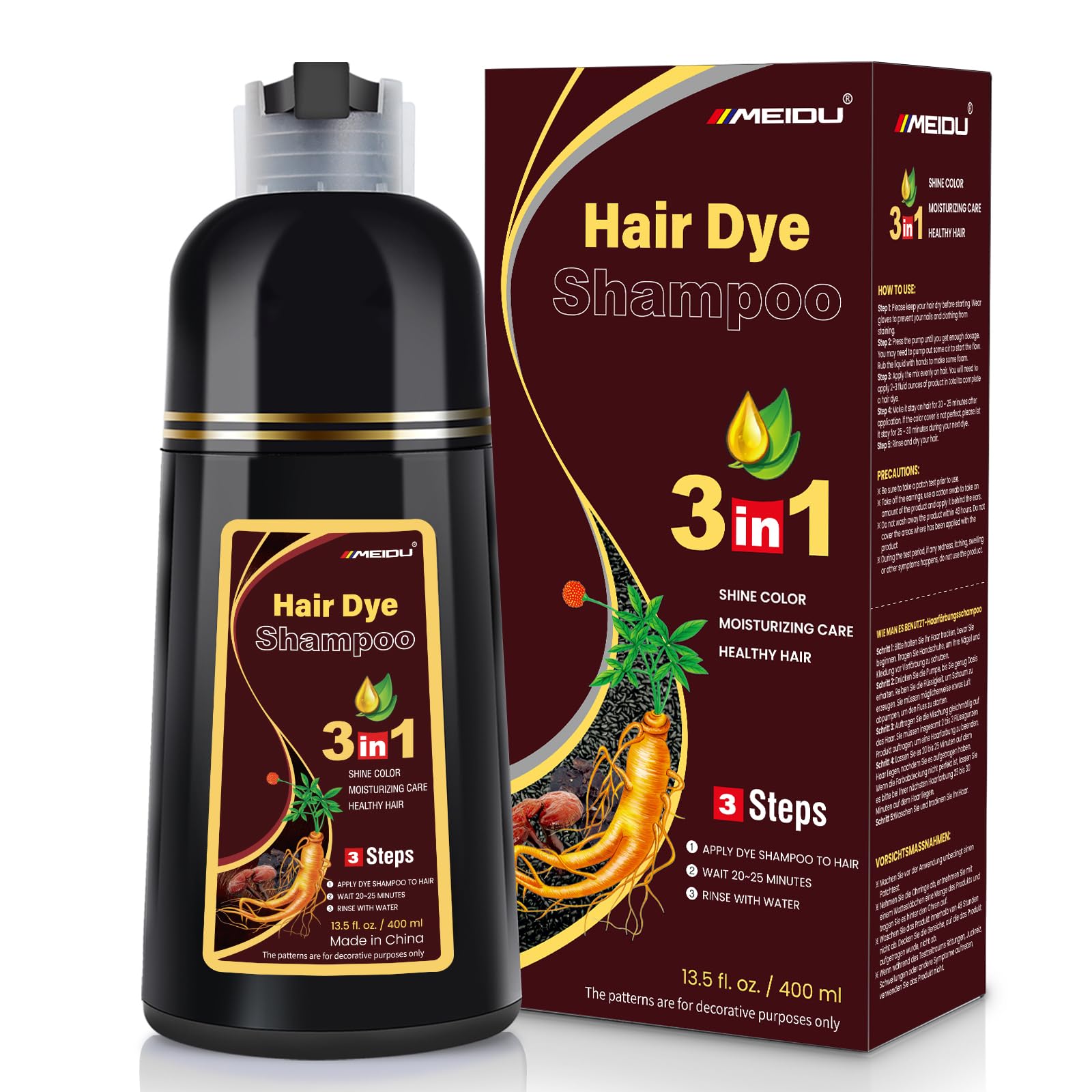 IIIMEIDU MEIDU 3-in-1 Gray Coverage Hair Dye Shampoo
