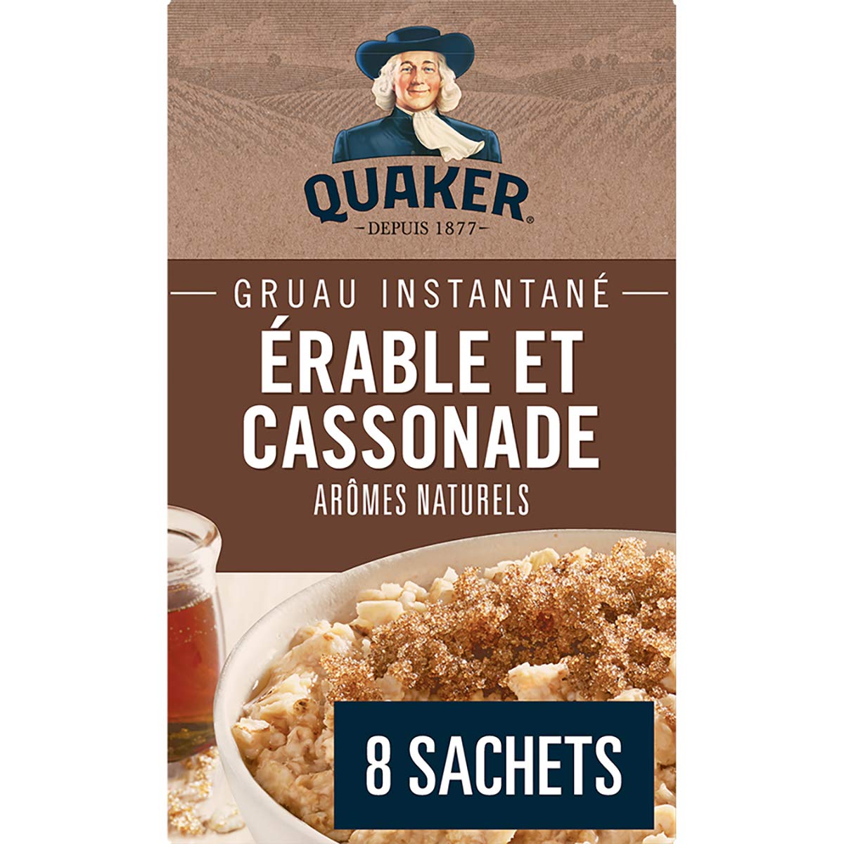 Quaker Instant Oats – Flocons d'avoine à l'érable et à la cassonade, 8 carats, 344 g (importé du Canada)