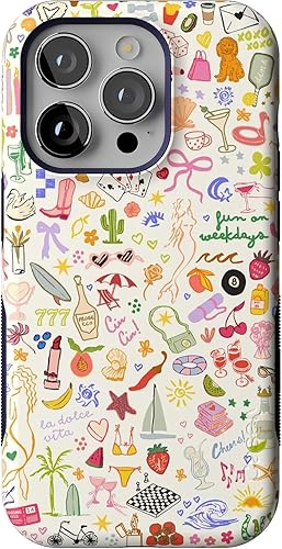 Miniatura 64 de Casely Funda para iPhone 14 Pro | Campo de flores | Floral pastel | Compatible con MagSafe | Diseño protector audaz