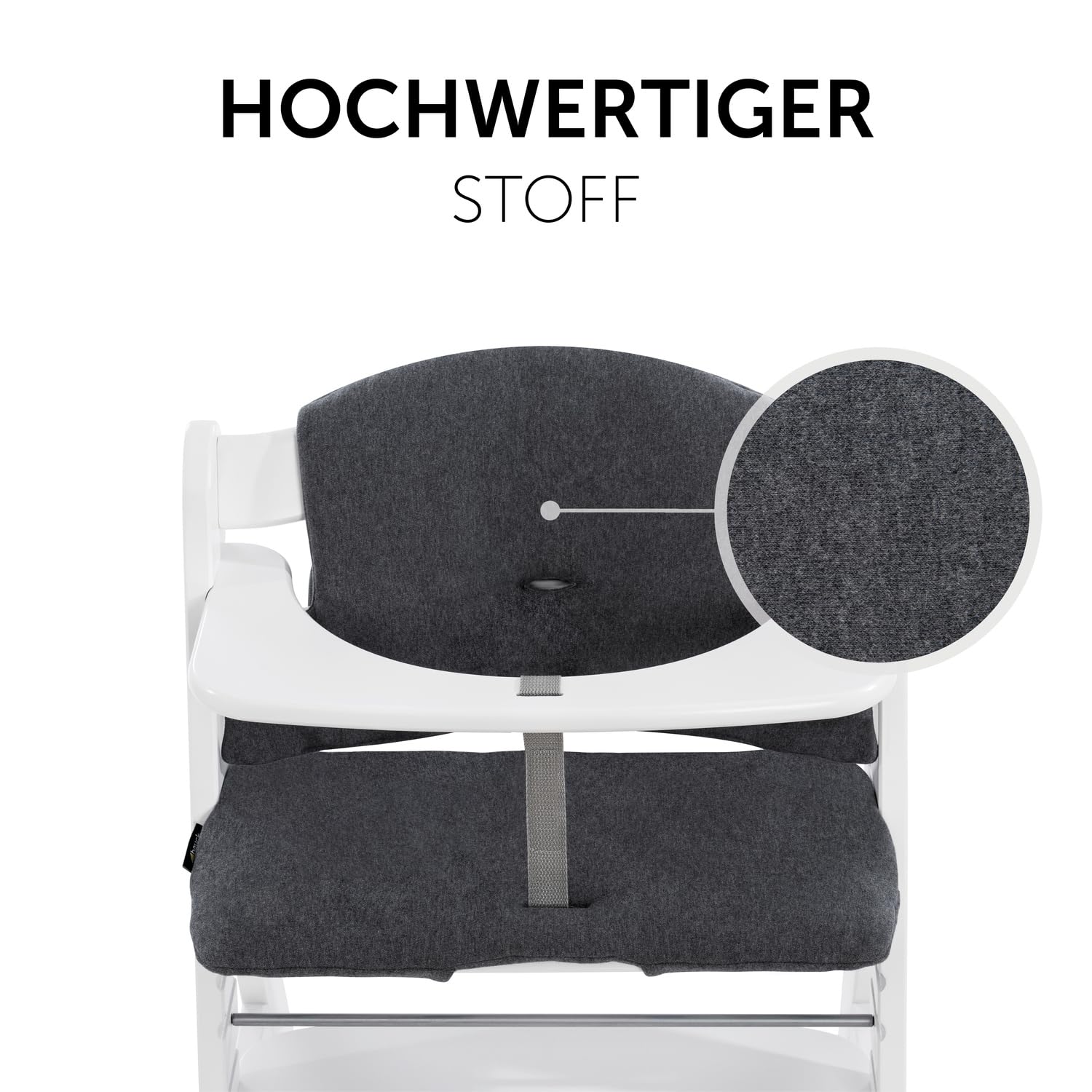hauck Highchair Pad Select, Charcoal - Hochstuhl Sitzkissen Kompatibel mit Alpha+, Beta+, Arketa Holzhochstuhl, 6-36 Monate, Anti-Rutsch, Doppelte Polsterung, Einfache Befestigung