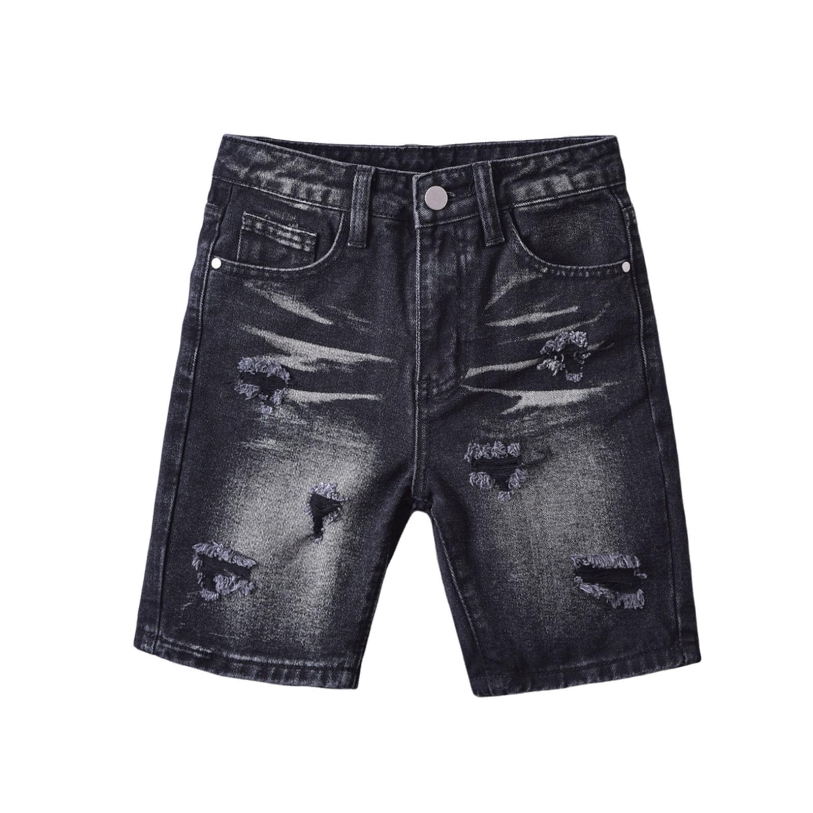 Vaqueros Cortos Niño Niña - Cintura Alta Pantalones Cortos de Mezclilla Rotos para Niños Unisex Pantalon Vaquero Desgastado Corto Recto con Bolsillos Moda Jeans Shorts Verano 4-13 años