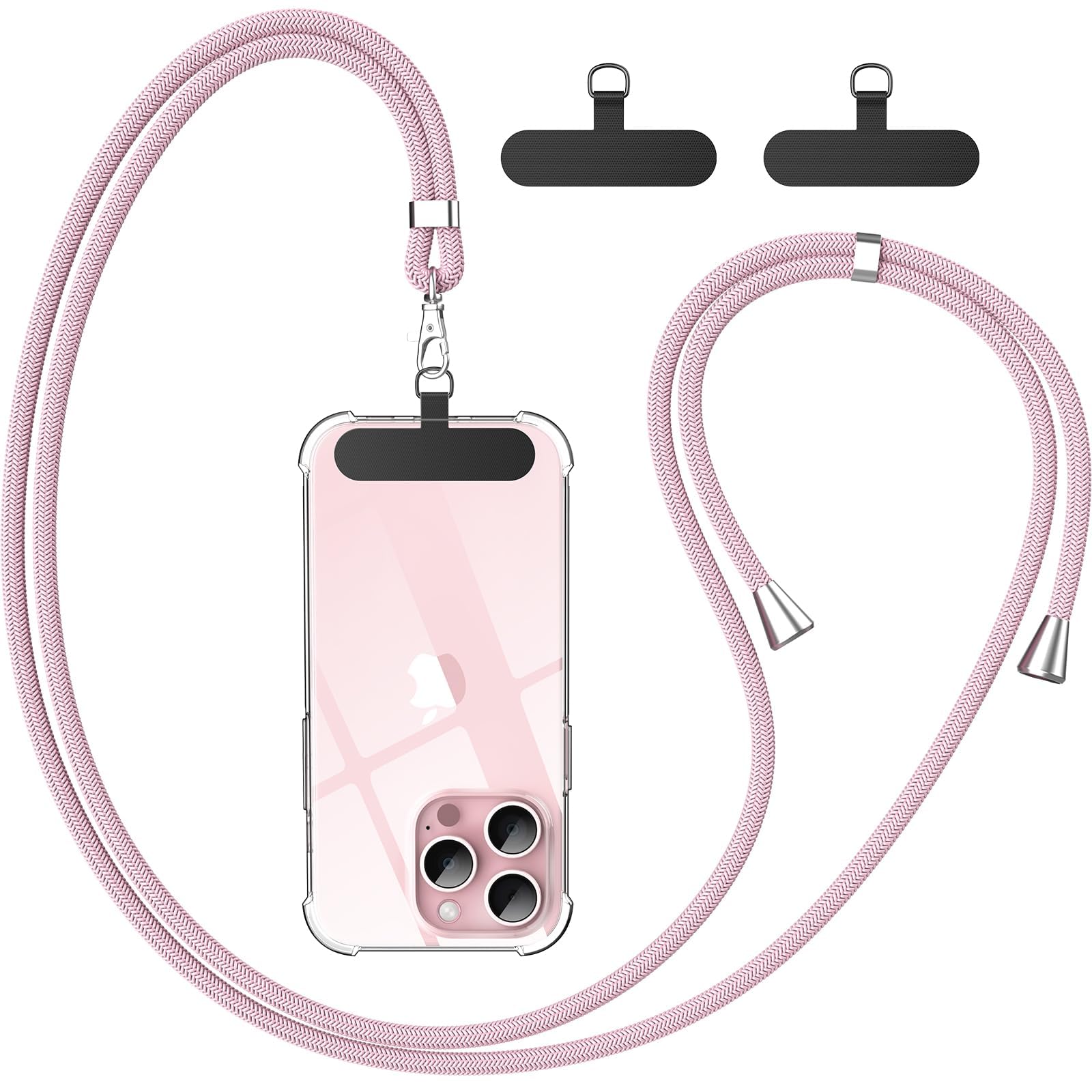 caslord Handyband Universal, Handy Lanyard mit 2 Stück Universelles Patch, Handyband mit Hülle kombinierbar, Einstellbar und Abnehmbar -Roségold