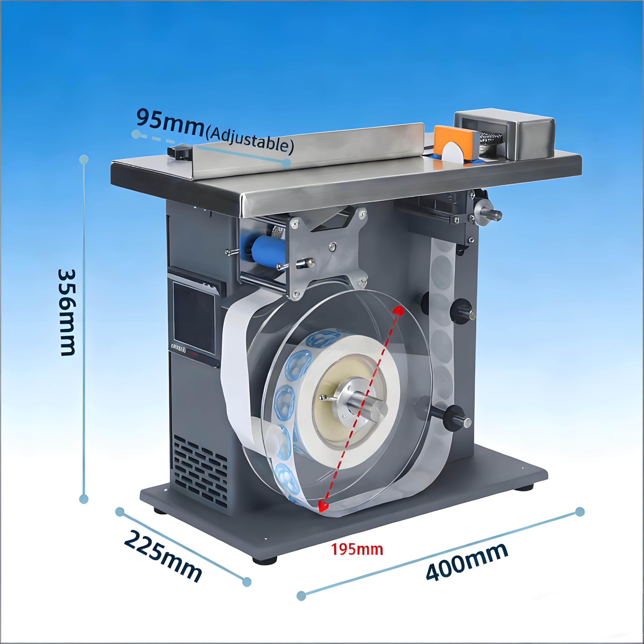 Etichettatrice angolare semiautomatica ad Alta precisione da 200 W, per l;etichettatura di Prodotti Cosmetici ed elettronici.