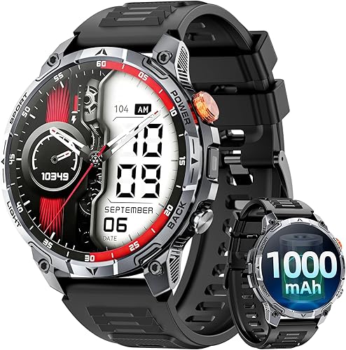 Military Smart Watches for Men,1.75 Smartwatch with 100-Day Ultra-Long BatteryFlashlight,Fitness Watch for Heart RateSleepCalling110+ Sports Mode