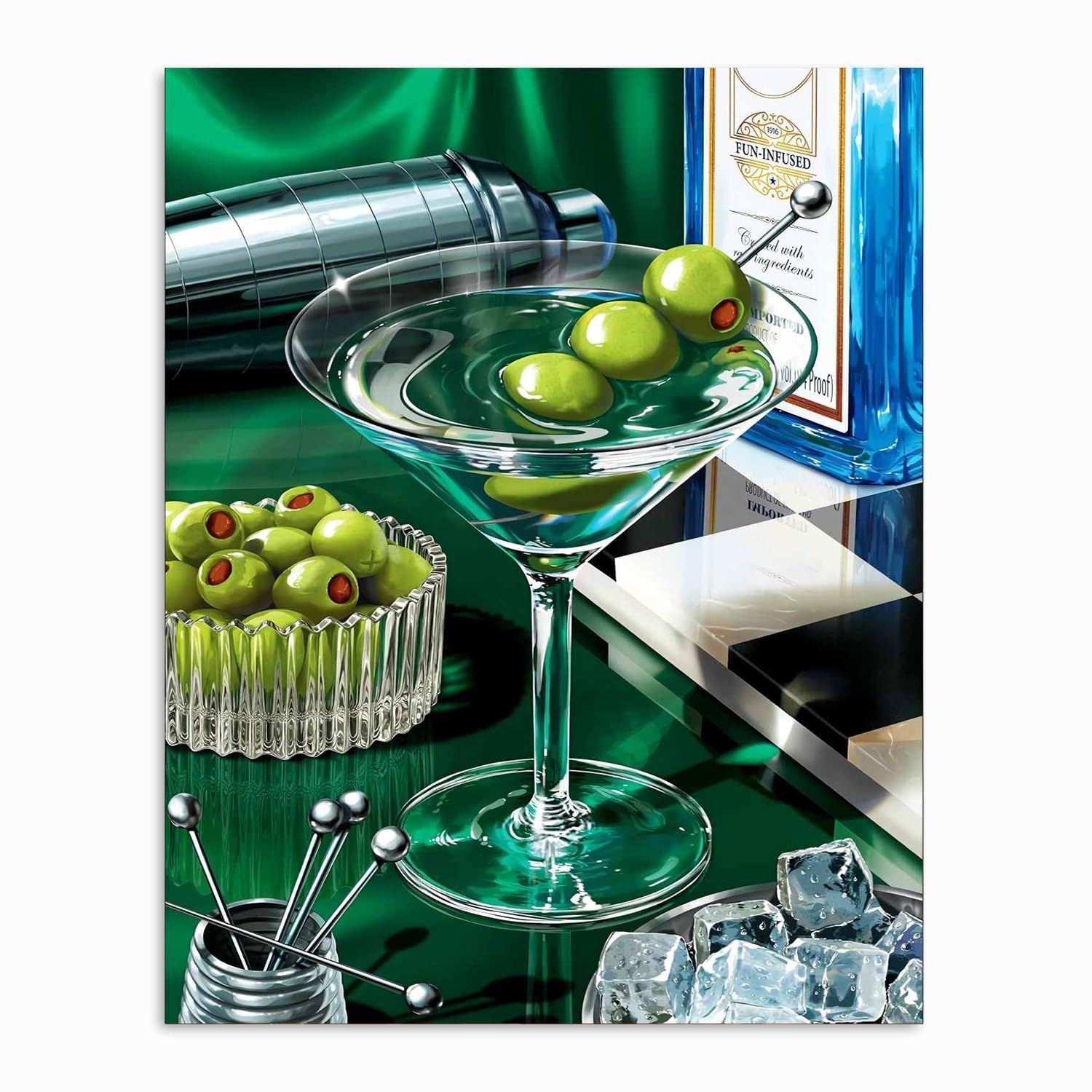 GOUGOUFAFA Cocktail Paint by Numbers for Adults, Cocktail Adult Paint by Numbers, Painting by Numbers for Adults Canvas Advanced Acrylic Paint Kit for Home Wall Decor 16x20in