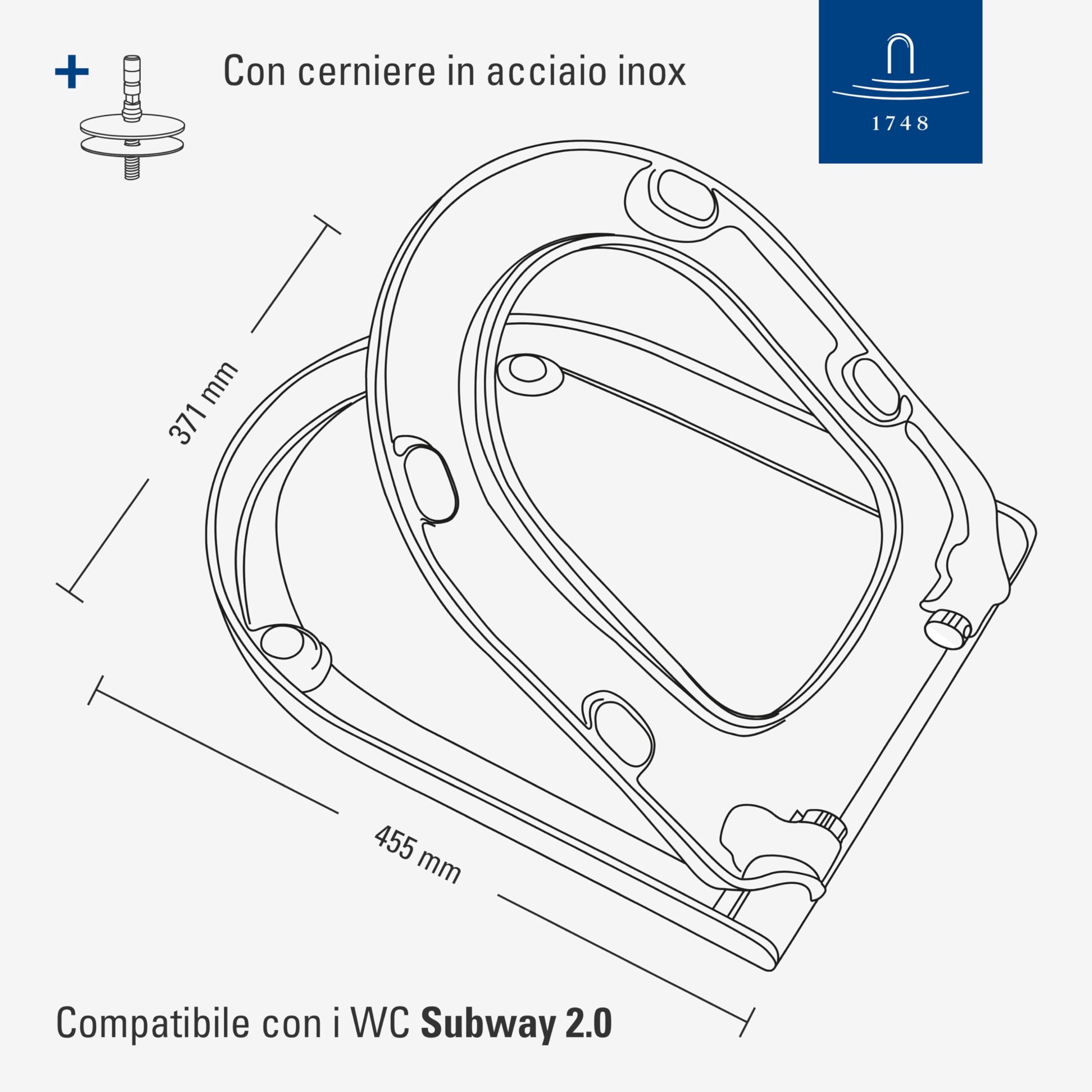Villeroy & Boch Subway 2.0 copriwater - tavoletta wc bianca con QuickRelease - copriwater removibile - sedile per wc in Duroplast - coperchio per water extra largo, forma a D - ricambio originale