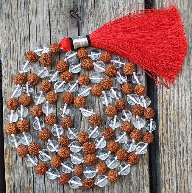 FOREVER Gems 5 Mukhi Rudraksha White Sphatik Mala Original Lab Certified Astrological Rudraksha Sphatik Mala Japa Mala Precious Clear Quartz Crystal Rudraksha Mala For Men & Womenरुद्राक्ष स्फटिक माला (B0CNKG162Q) Amazon Price History, Amazon Price Tracker