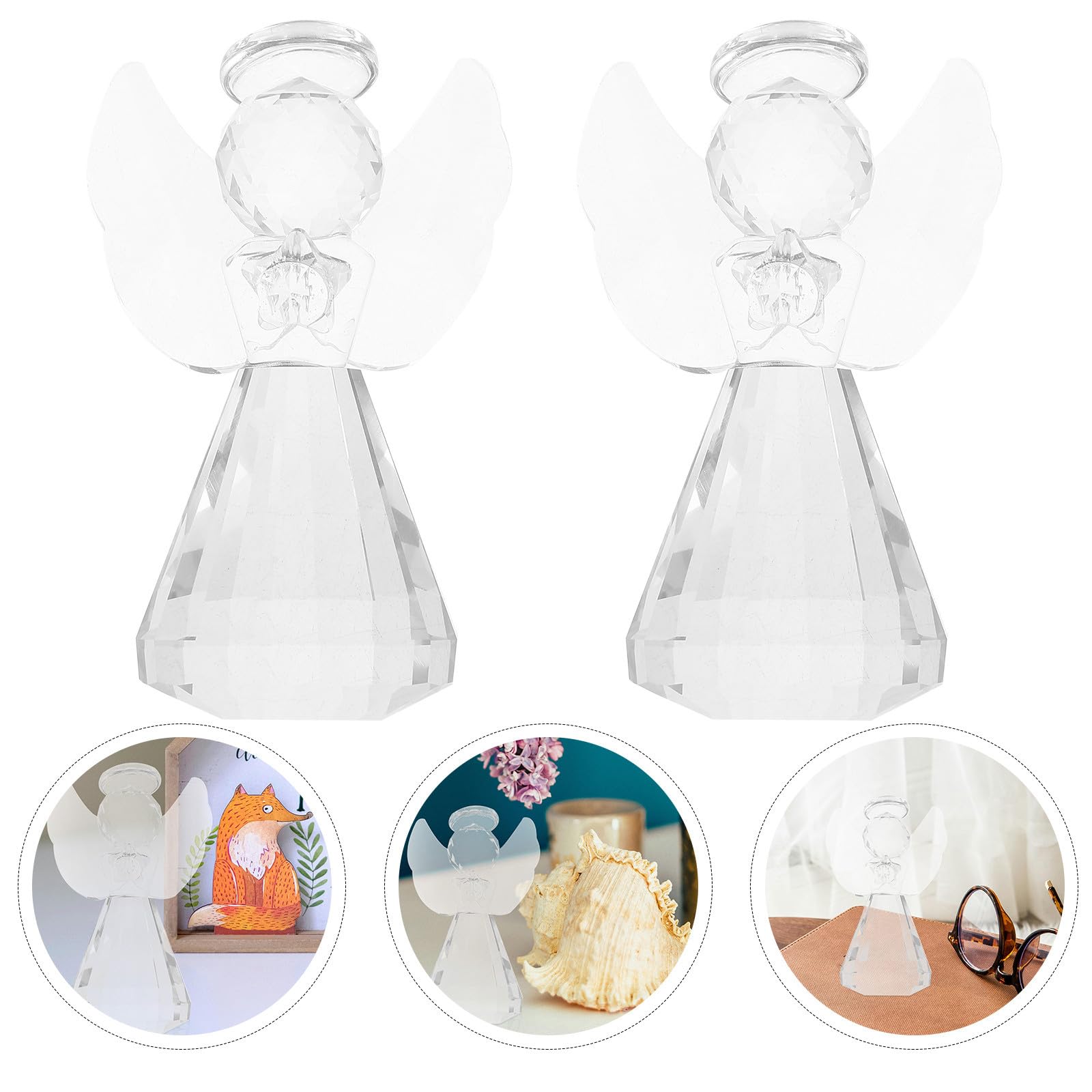 Toyvian 8 Piezas Figura Decorativa de Ángel de Cristal para Hogar y