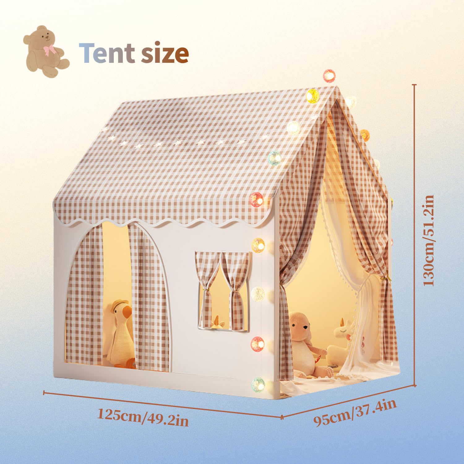 Tenda da gioco per bambini per ragazzi e ragazze capanna per giocattoli interni ed esterni a forma di casa idea regalo di compleanno regalo di festa decorazione di festa cachi