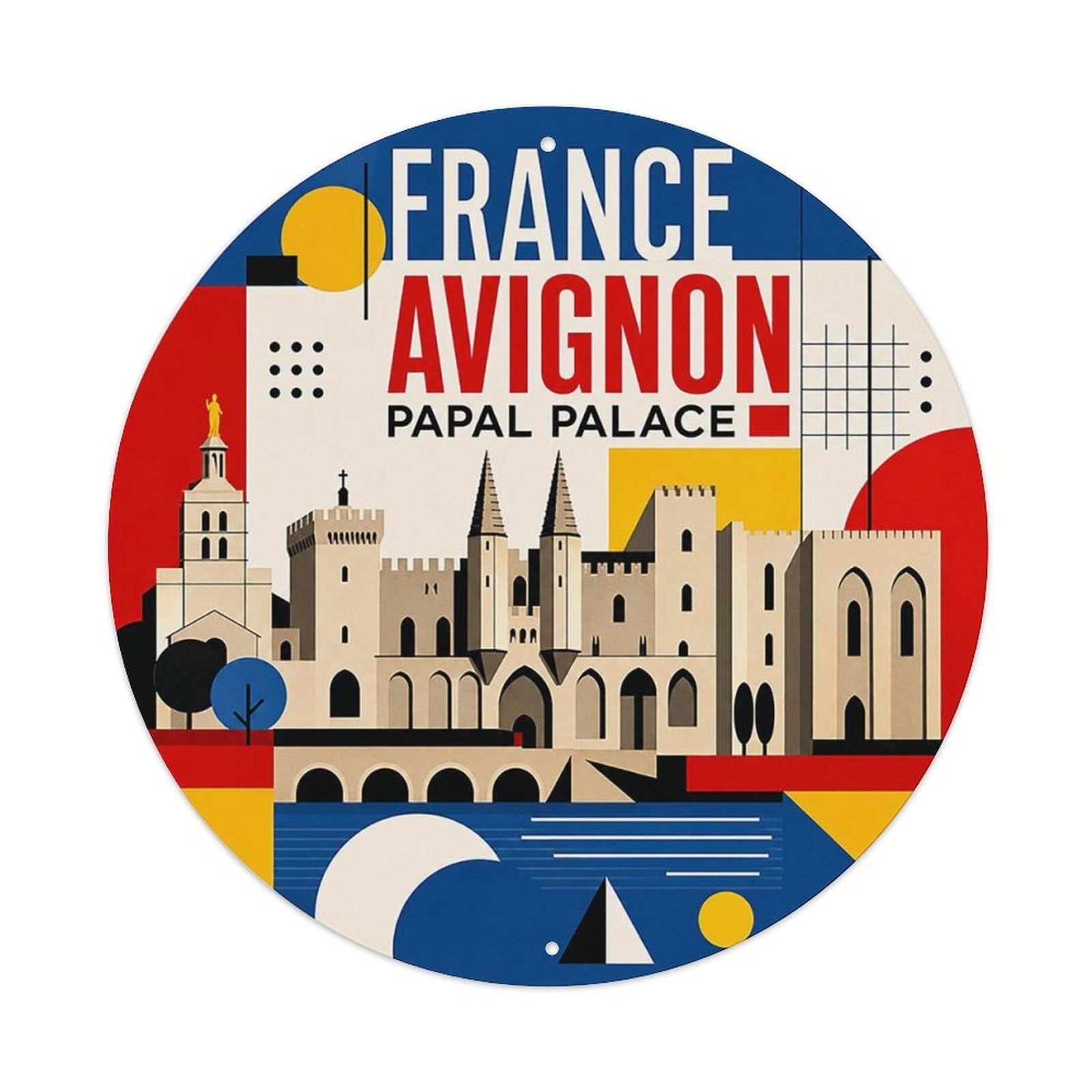 Avignon Papal Palace French Mid Century Heritage Travel Metal Tin Sign