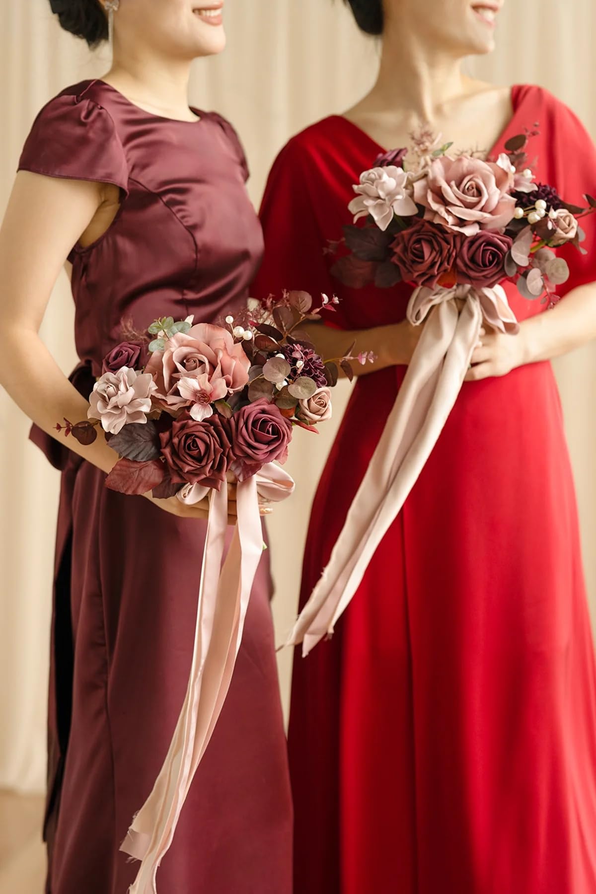 dusty rose and burgundy dress Gorgeous High-Neck Halter Backless Bridesmaid Dresses Dusty Rose Chiffon Maid of Honor Dress main image 0