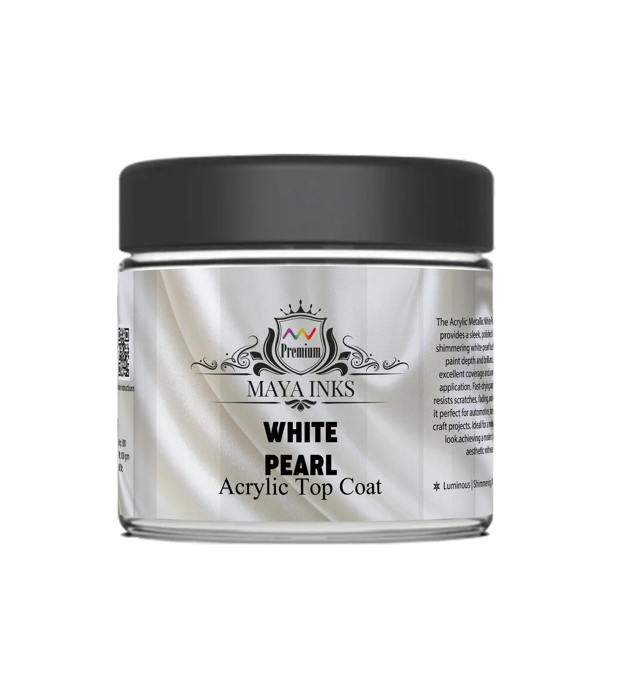 white pearl acrylic top coat, Luminous Shimmering Paint 100 gm-image-32