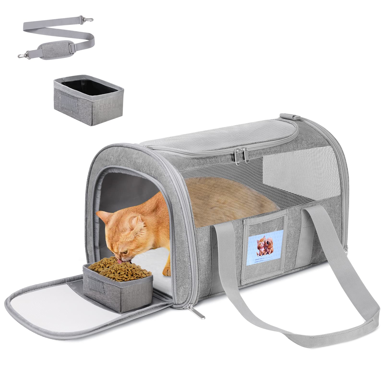 Trasportino per animali domestici, 43 x 30 x 28 cm, approvato dalle compagnie aeree, borsa da viaggio per cani e gatti di piccola taglia, morbido trasportino per cani e animali domestici da