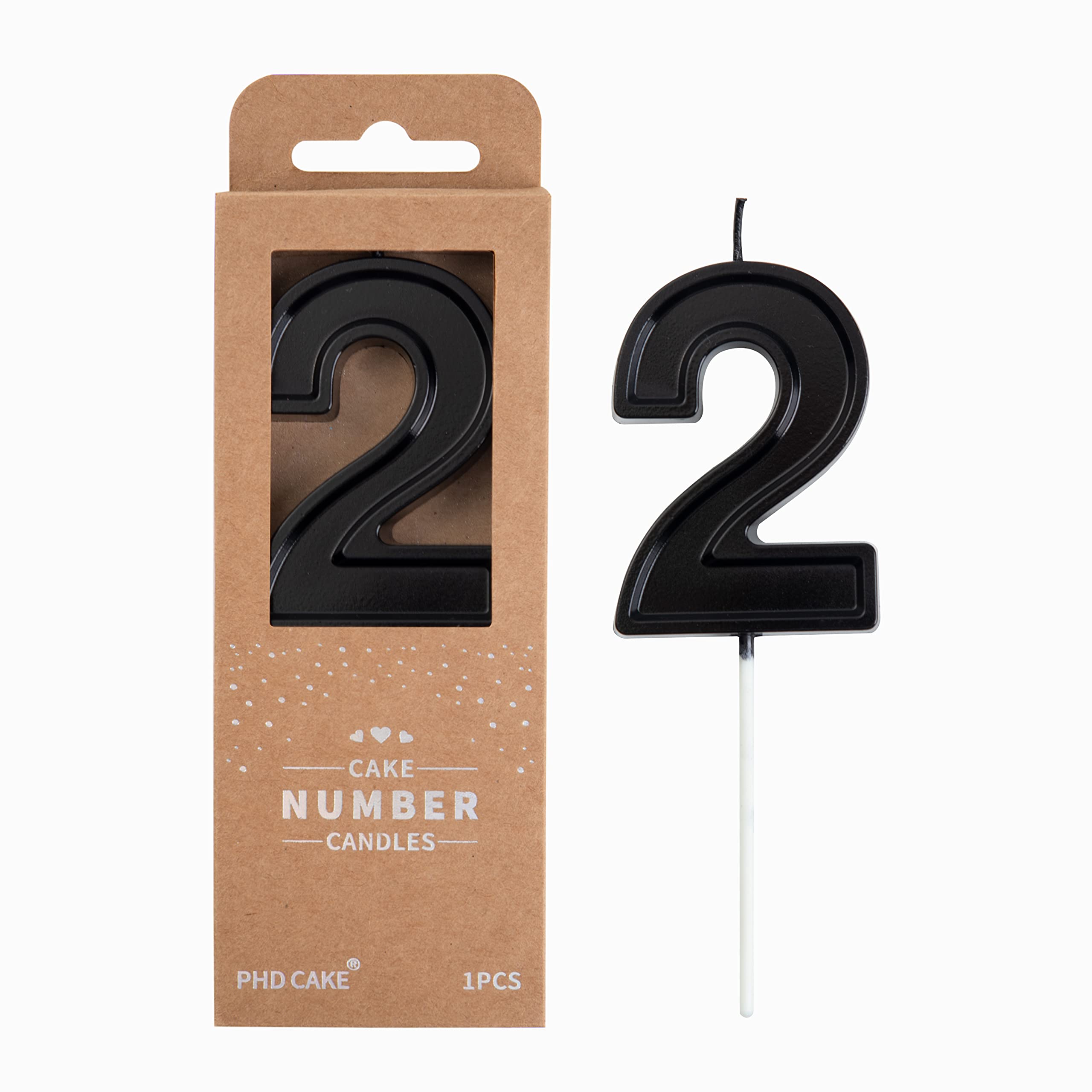 PHD Luxe Black 2.76 Inch 2 Number Birthday Candles, Cake & Party Celebration