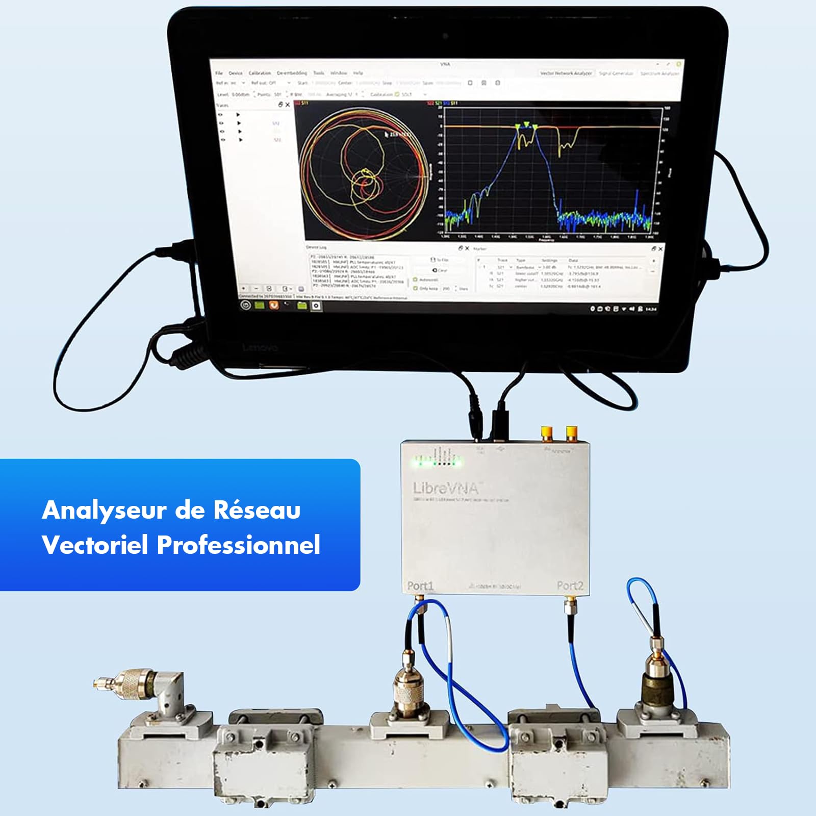 Seesii LibreVNA 2,0 Analyseur de Réseau Vectoriel, NanoVNA Analyseur d'antenne 100kHz-6GHz 2022 Amélioré USB 2 Ports Complets avec Entrée/Sortie de Référence Externe pour Paramètres S Complet