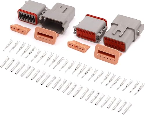 Miniatura 8 de 2 juegos de conectores de la serie DT 8 pines (16 AWG-22 AWG) sellados macho y hembra Auto impermeable conector de cable eléctrico enchufe 9 Pin,12