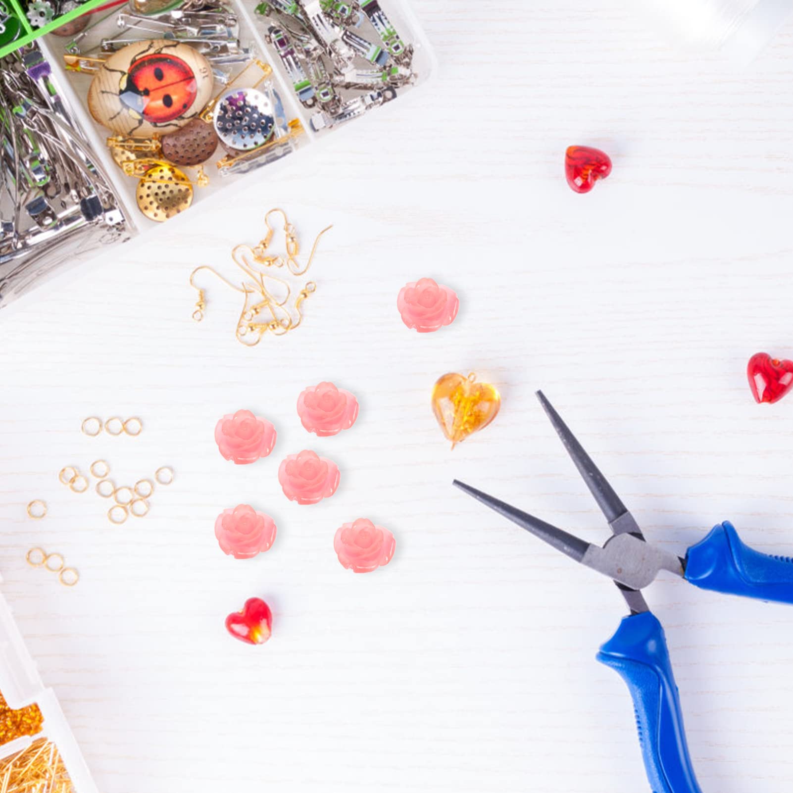 5 Sätze Rosafarbene Blumenperlen Diy Schmuck Spacer Perlen Für Armbänder Und Bastelprojekte Für Schmuckzubehör Und Kreative Handarbeiten 50 Stück * 5