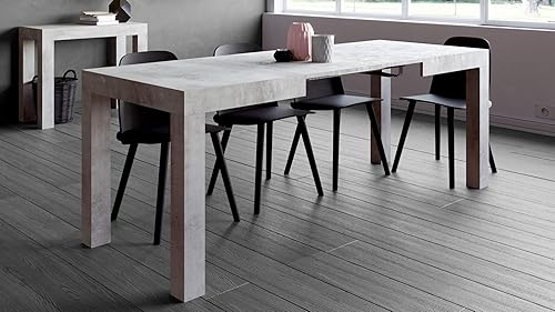 Miniatura 8 de Mobili Fiver, First Extendable Table, 47.2(78.7) x31.5 in, Concrete Effect, Grey, Made in Italy Efecto gris concreto,Ashwood Negro,Ashwood