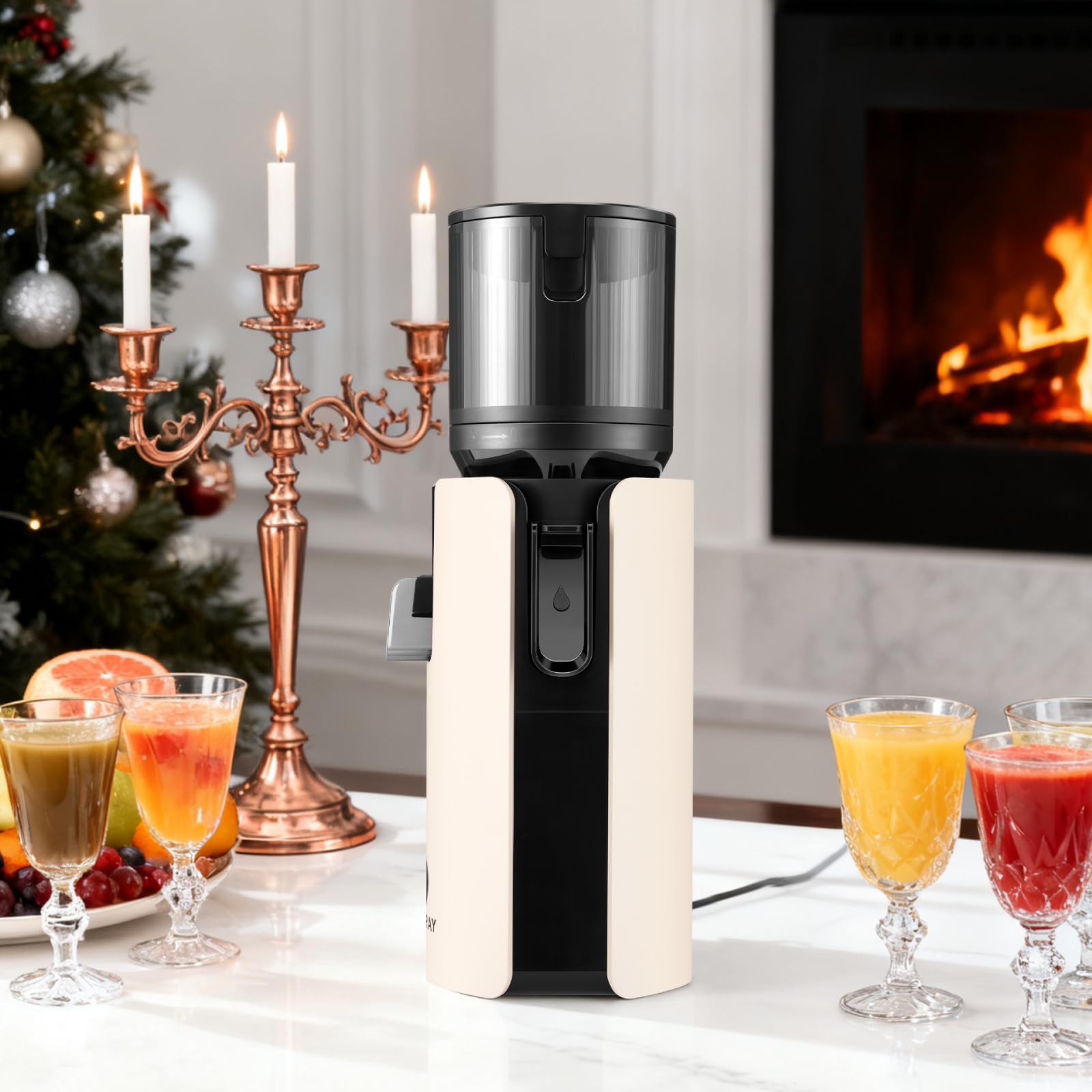 Ventray Extracteur de Jus Lent Presse à Froid 250W Grande Goulotte 120mm Double Filtration Sans BPA Ivoire