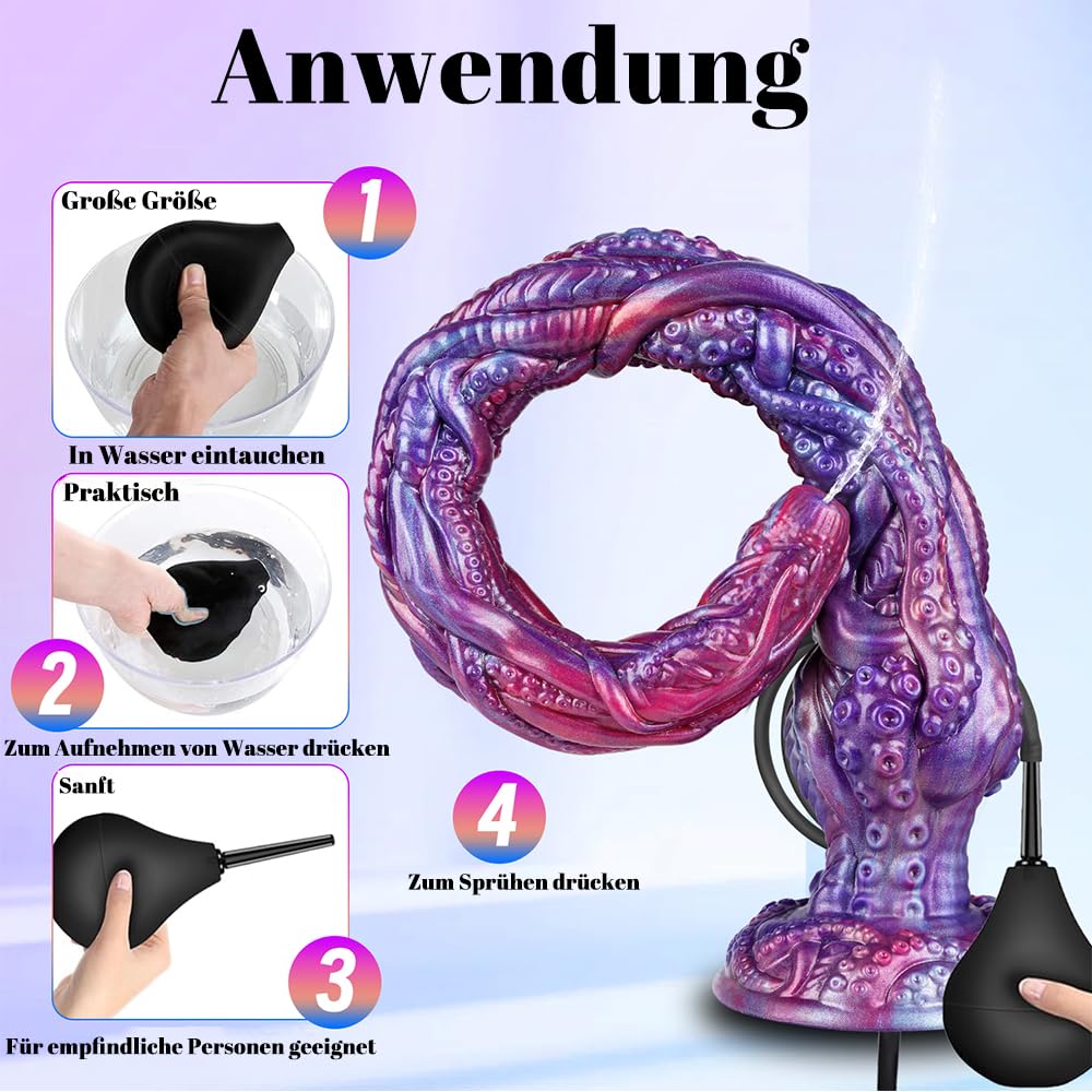 50.5 cm Langer Weicher Tentakel Dildo mit Spritzfunktion Spritz Dildo Monster Long Analplug Anal Dildos für Prostata Massage Analtraining Diloschwanz für Frauen Männer und Paar Sex Spiele