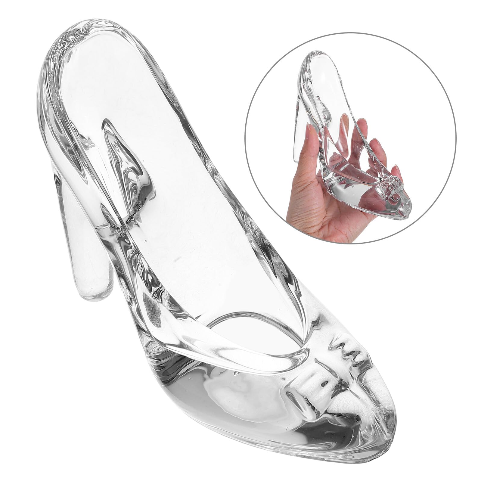 GLEAVI Glasschuhe Dekoration Kristall High-Heel-Verzierungen für Party und Geburtstag Durchsichtige Absatzverzierungen aus Glas Prinzessinnen-kristallschuhe für Sammlerfigur