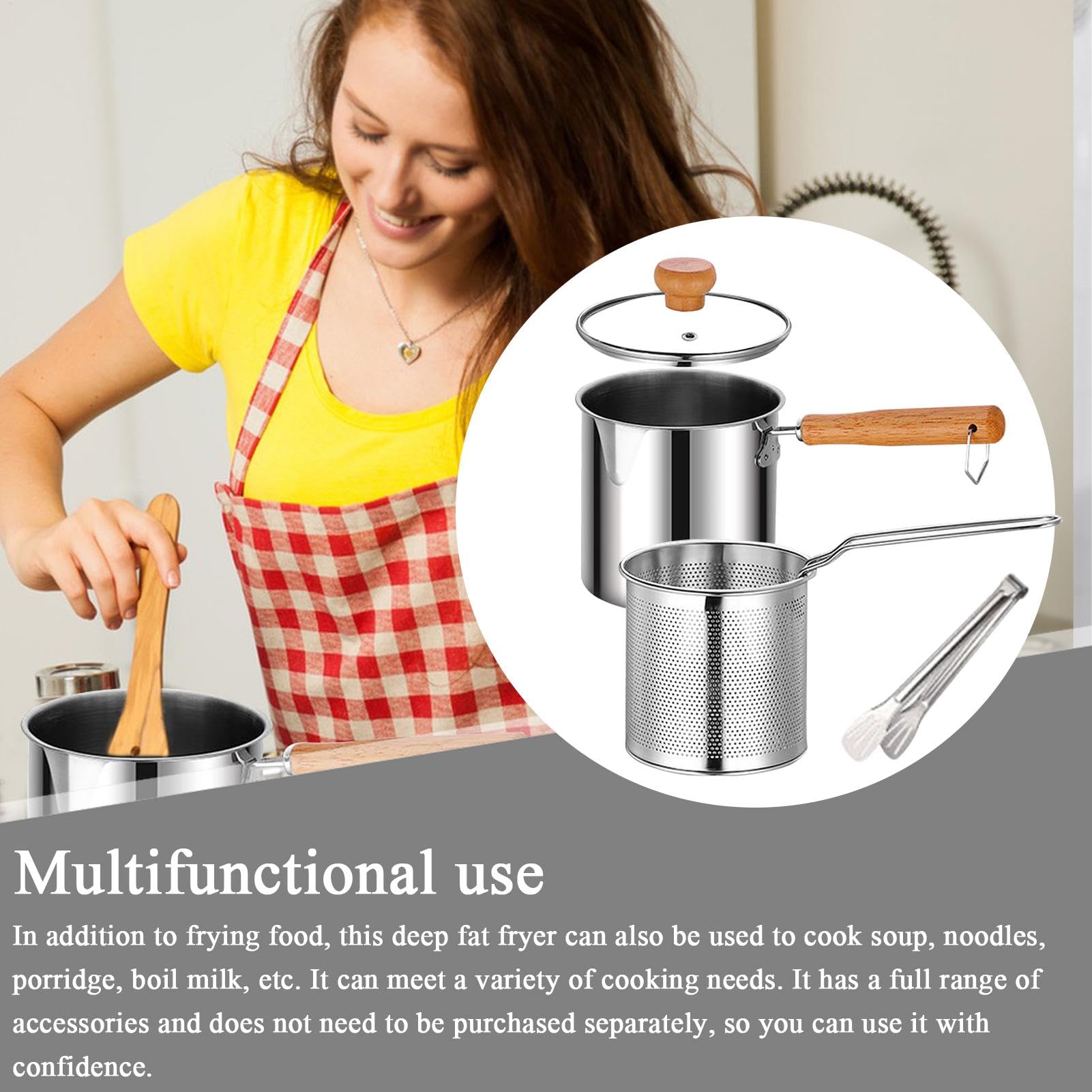 Stainless Steel Oil Filter Vaso, 2 in 1 Oil Strainer Fryer, Ampia Capacity Oil Vaso, Filtro Grease Contenitore, Kitchen Oil Filter Vaso, Stainless Oil Strainer, Filter per Frying and Cooking