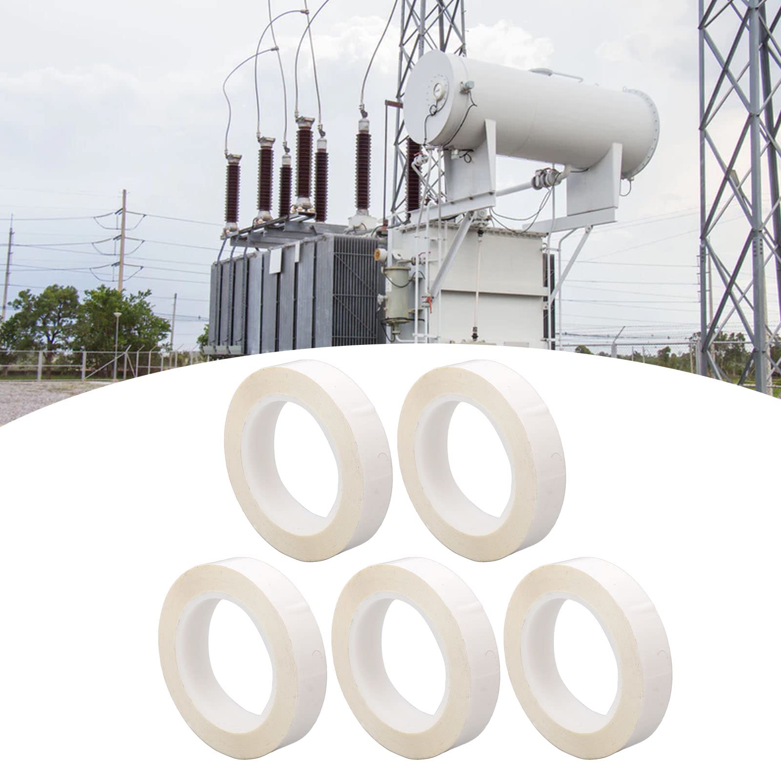 TANIQIACA 5PCS 0.05mm PET Insulation Adhesive Tape, White Heat Electrical Tape for Motor and Electronic Components Protection, High Temperature and Pressure, Good