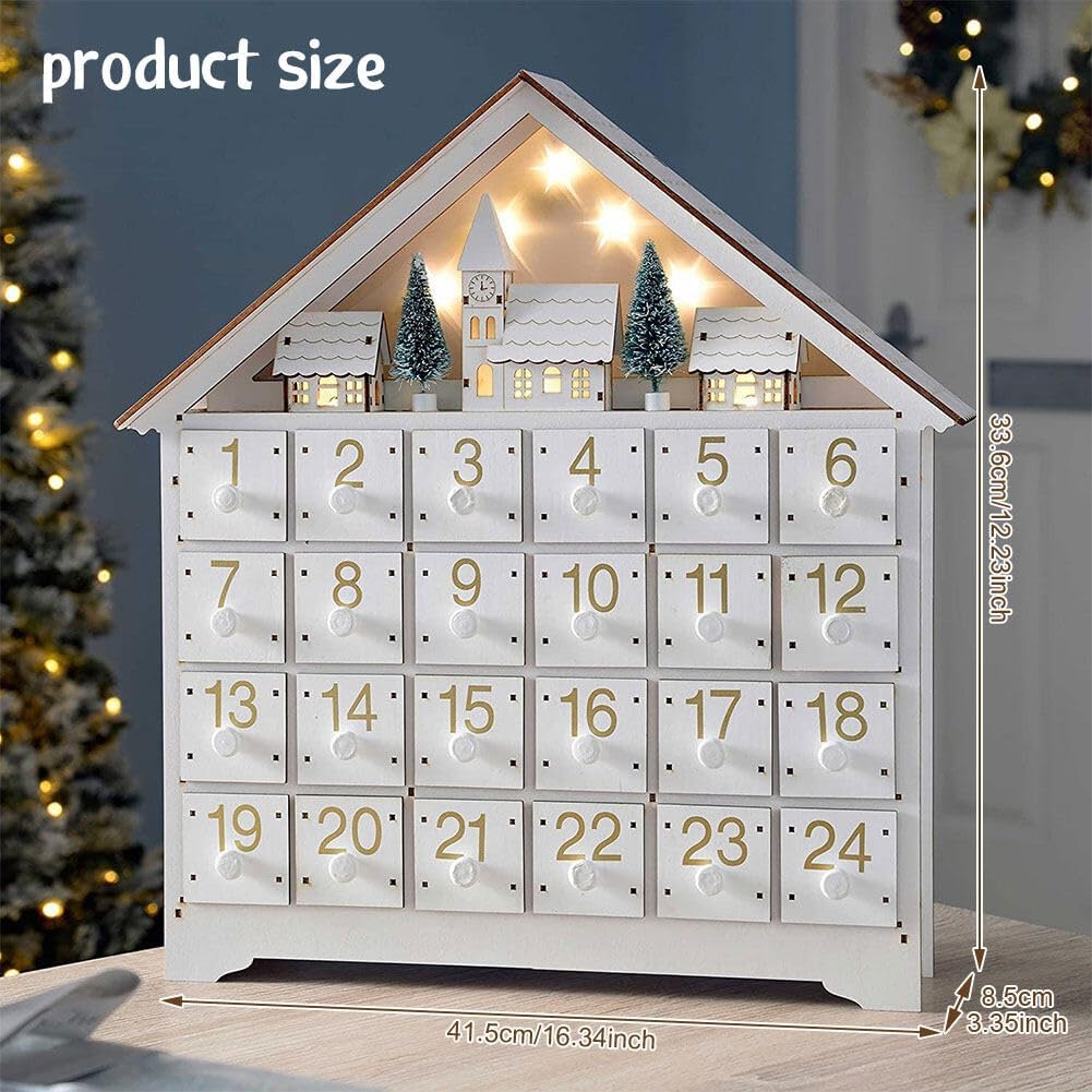HOMCOM Adventskalender met LED-verlichting en een klein dorp 830-417