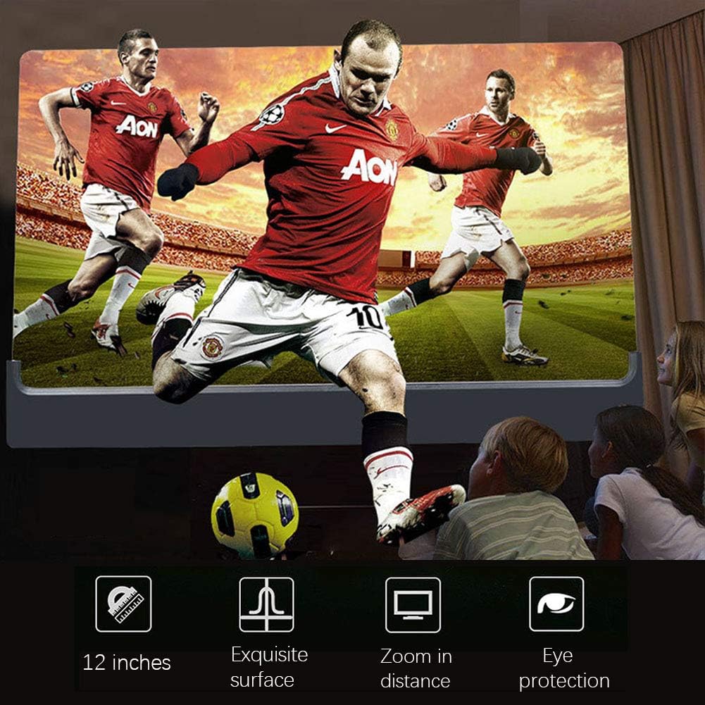 Smartphone Screen Magnifier, 12 Inch Folding Portable Eye Protection Phone Enlarger Amplifier Stand - for Watching Videos/Movies/Gaming