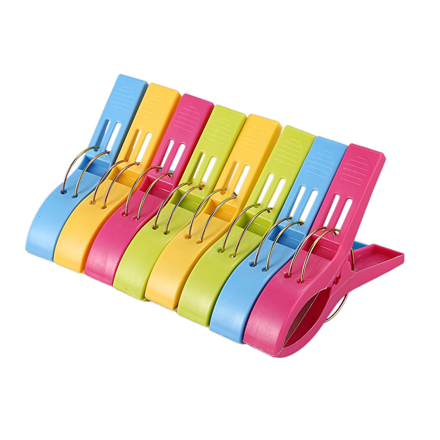 Humanitypd Light Pack Of 8 Large Bright Colour Plastic Beach Towel Pegs Clips For Sunbed Colours