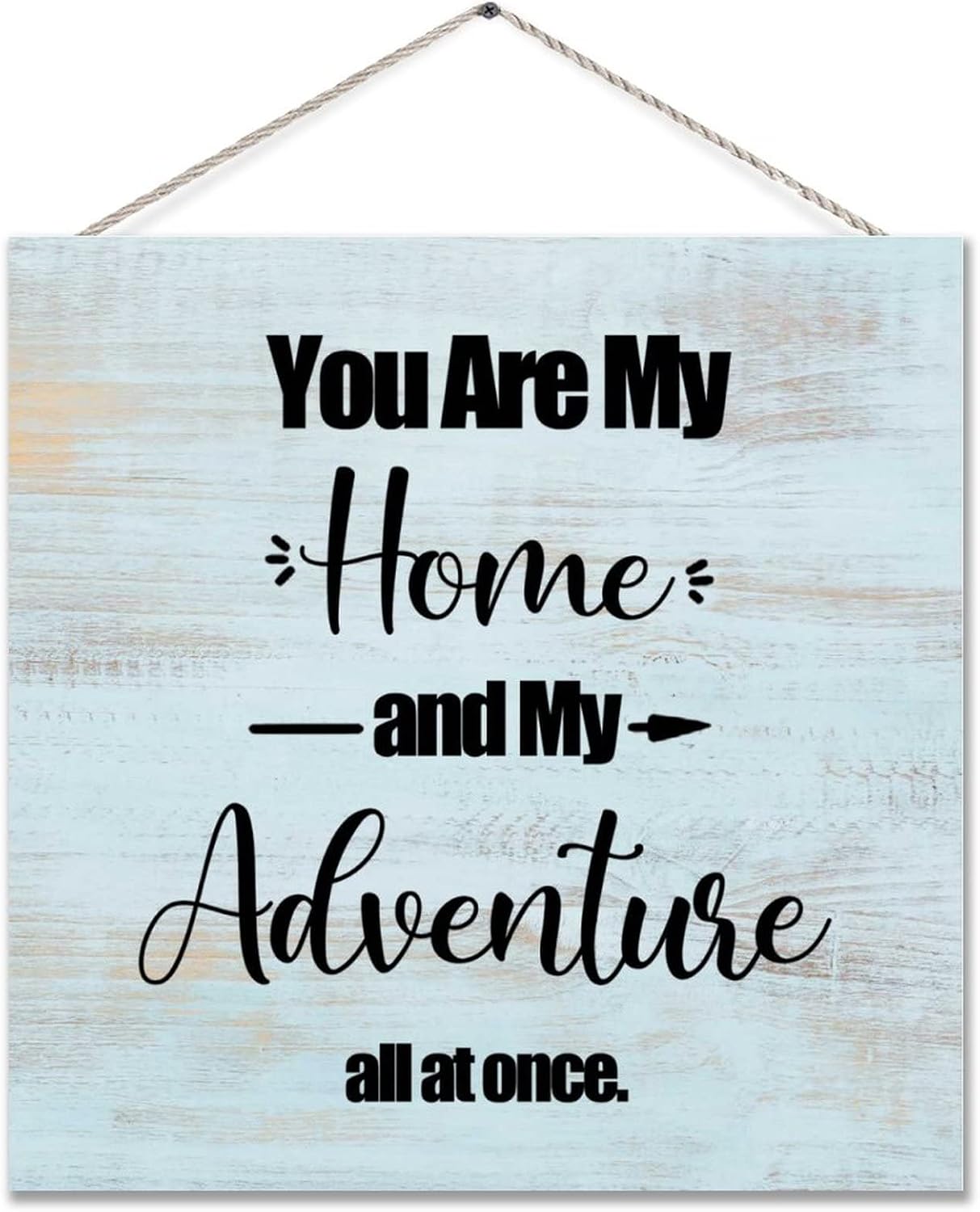 Farmhouse Wood Pallet Sign You are My Home and My Adventure Rustic Wood Pallet Sign Wall Pediment Ropes Included Motivational Home Décor Distressed Wall Decor Sign Home Decor for Kitchen Cabin B 12in