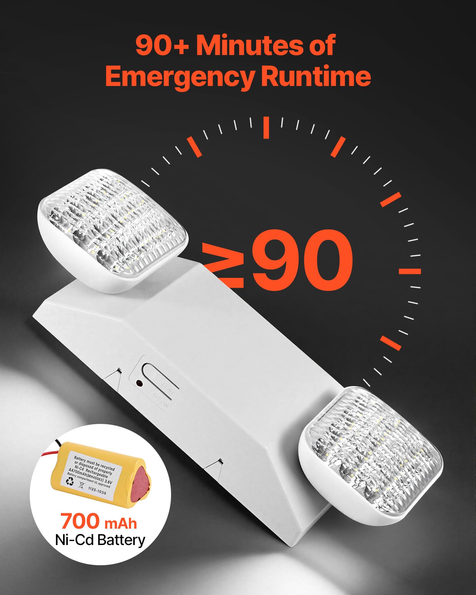 VEVOR Set di Lampada Emergenza LED da Incasso da Parete, Plafoniera Emergenza Uscita da 12 pezzi, Faretti LED per Uscita da Incasso da Parete con Teste Quadrate, CA 120/277 V, Potenza Nominale 3 W