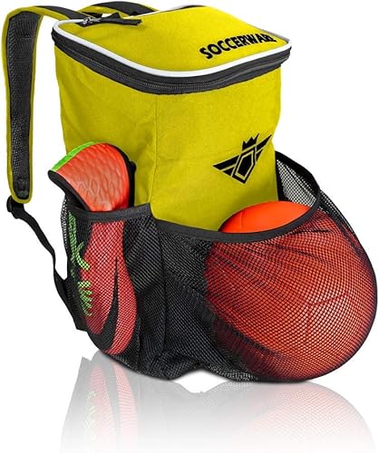 Mochila de fútbol con compartimento para pelotas - Para niños y niñas La bolsa se adapta a todos los equipos de fútbol y equipo de gimnasio (negro)