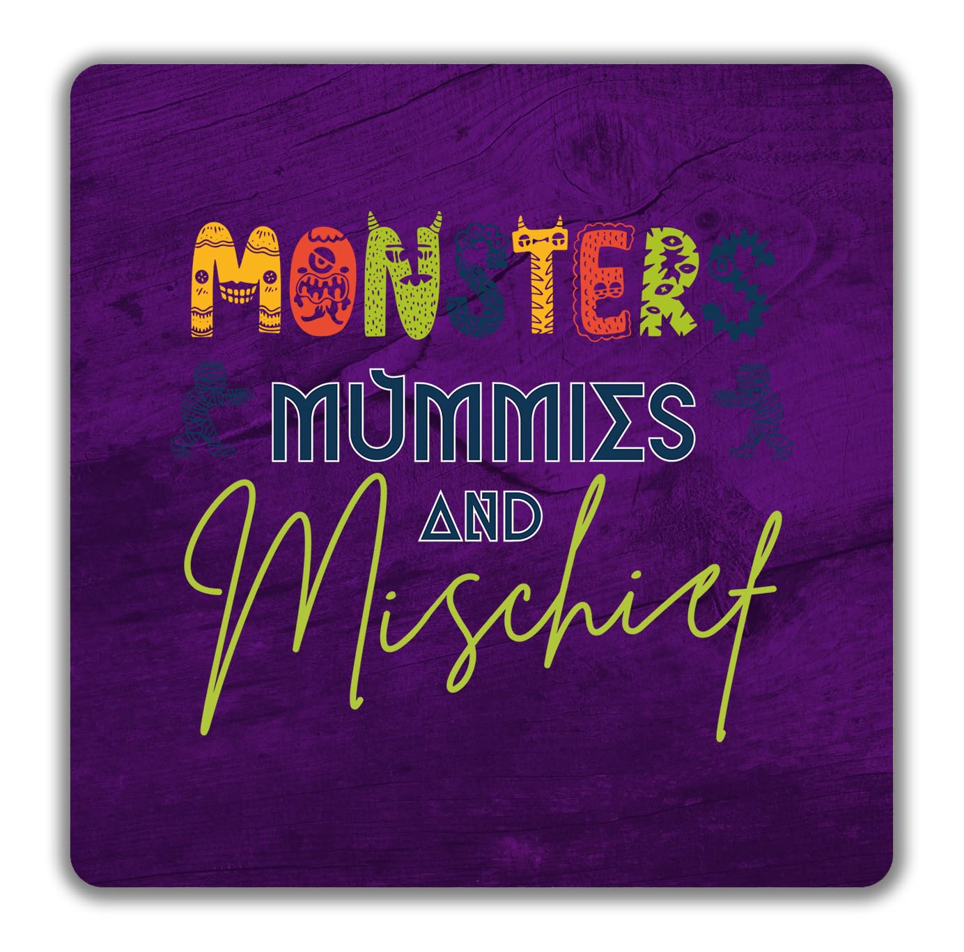 Shopagift Halloween 2 Pack Coasters Monsters Mummies and Mischief - 9cm x 9cm