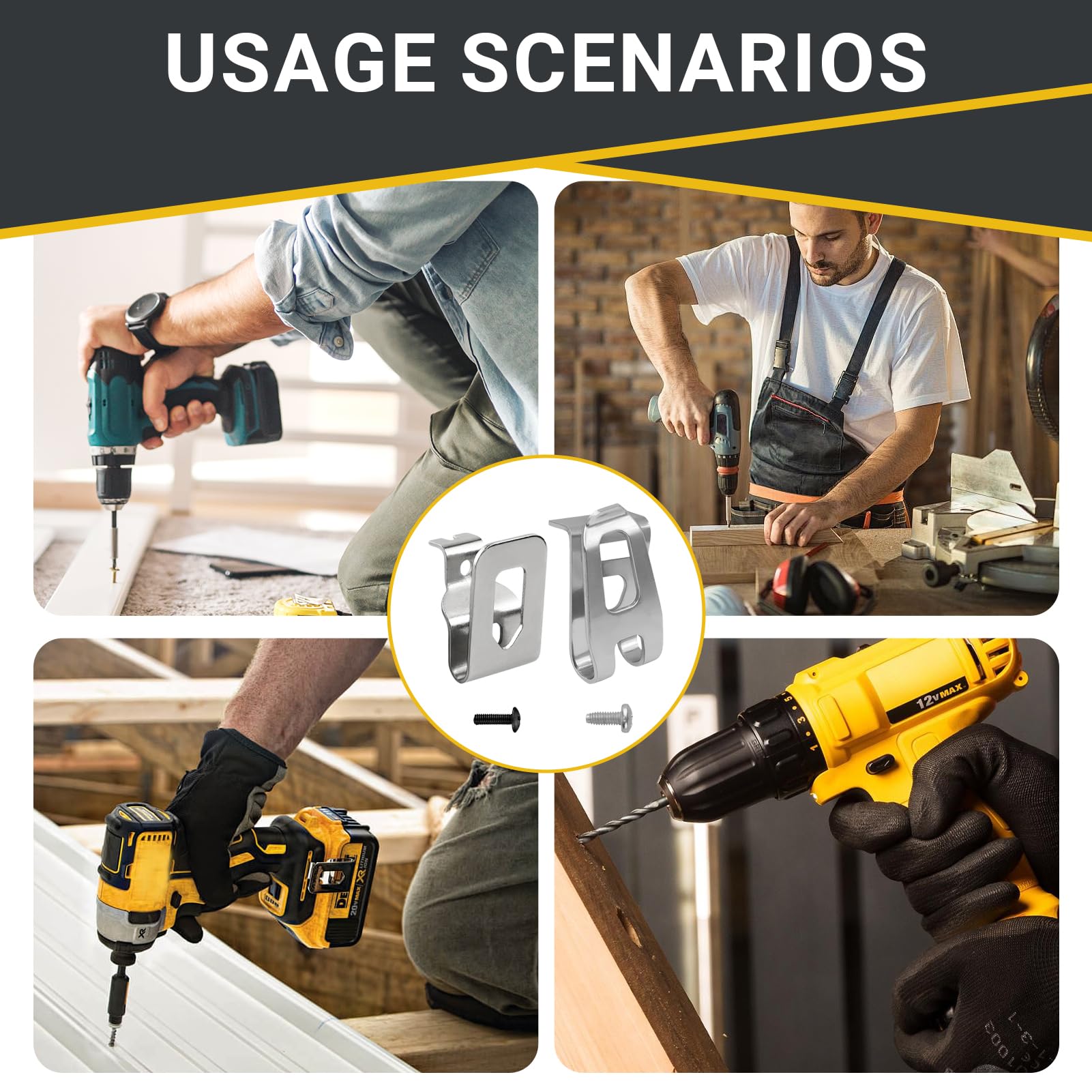 4 Clip Per Cintura Di Ricambio Con Viti, Gancio Per Cintura, In Acciaio Inox, Clip Per Cintura, Per Trapano Elettrico, 2 Pezzi Per Fissaggio Dewalt 20v, 2 Pezzi Per Makita 12v 18v Xfd01 Dtd144