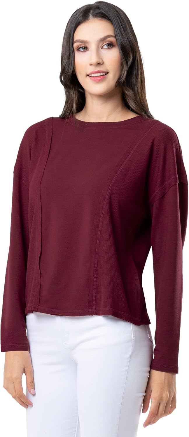 Lee womens Crew Neck Cropped Waffle Knit Pullover Top - Image 5