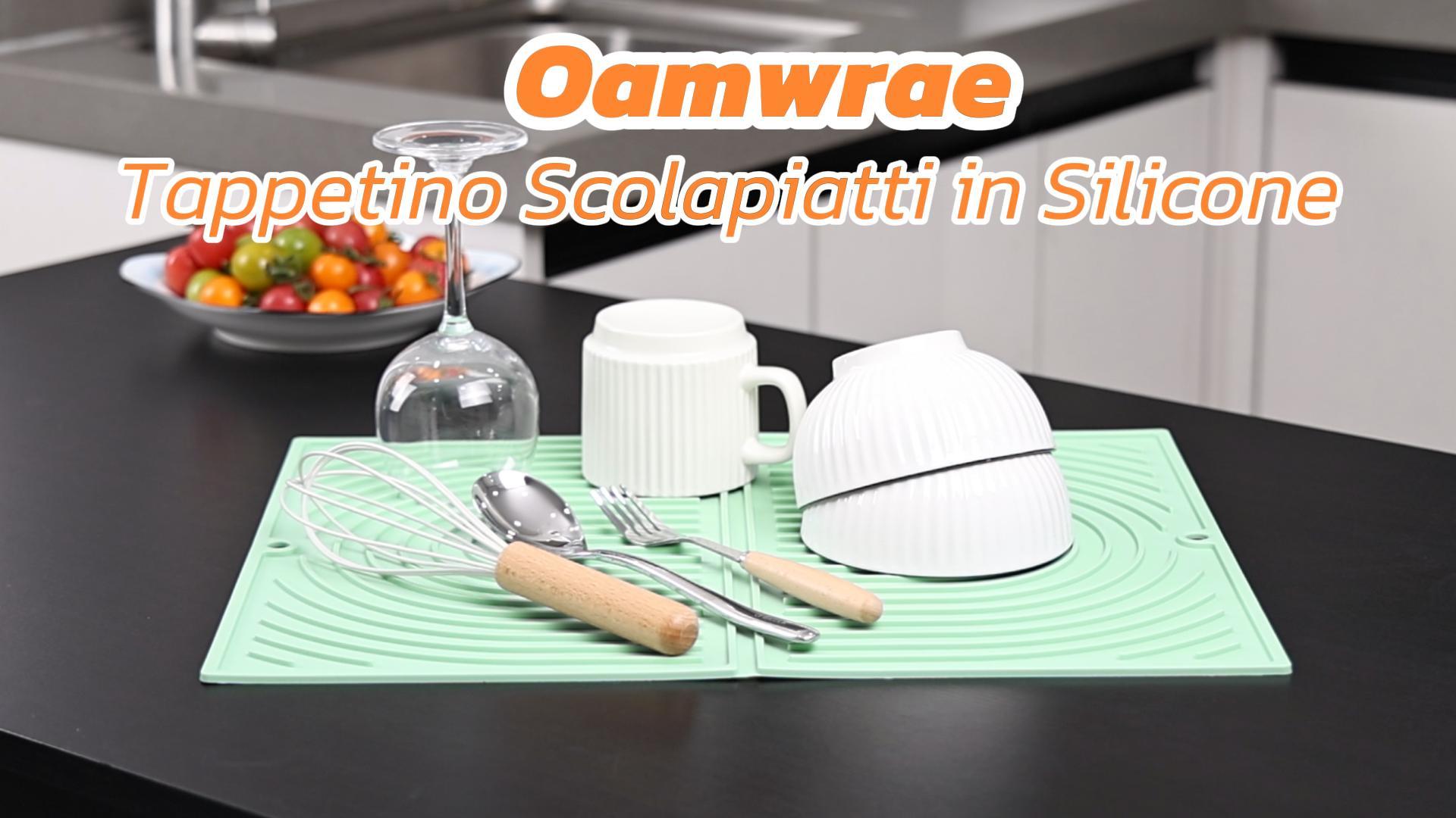 Tappetino scolapiatti in silicone 446x203 mm grigio - Cablematic
