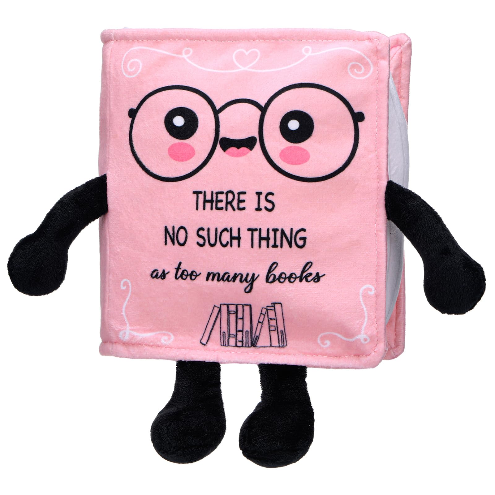 Vertintong Book Lover Gifts for Women Book Plush Gift for Bookish Bookworm Reader Teacher Librarian Literary Decor for Library Office Bedroom Bookshelf