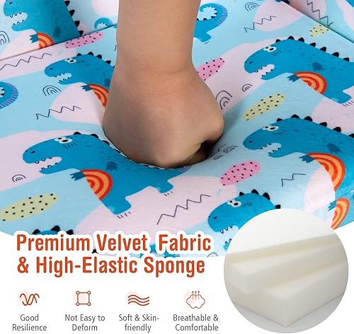 Miniatura 23 de Costzon Sofá para niños, sofá infantil abierto 2 en 1 con tela de terciopelo, bolsillos de almacenamiento, reposabrazos para niños pequeños, cama